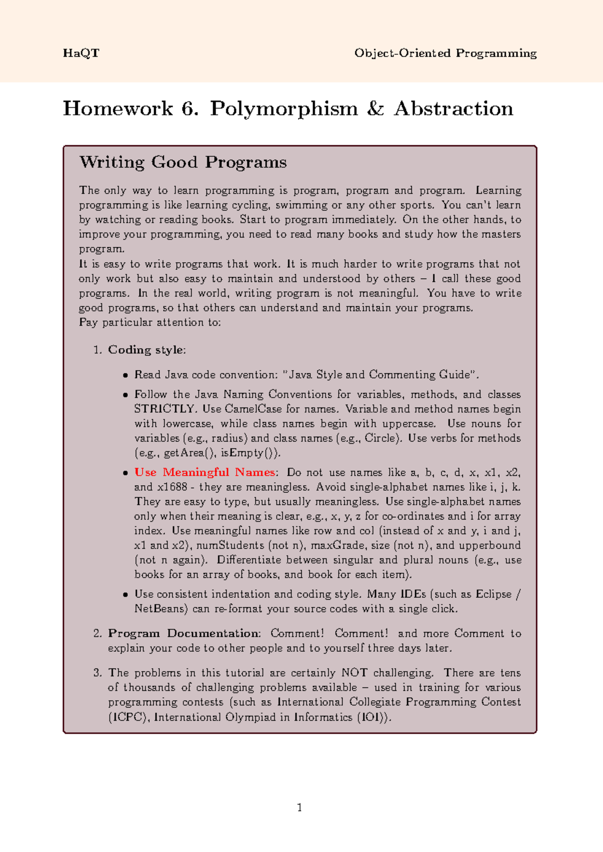 Java OOP Hw6 Polymorphism Abstraction - Homework 6. Polymorphism ...