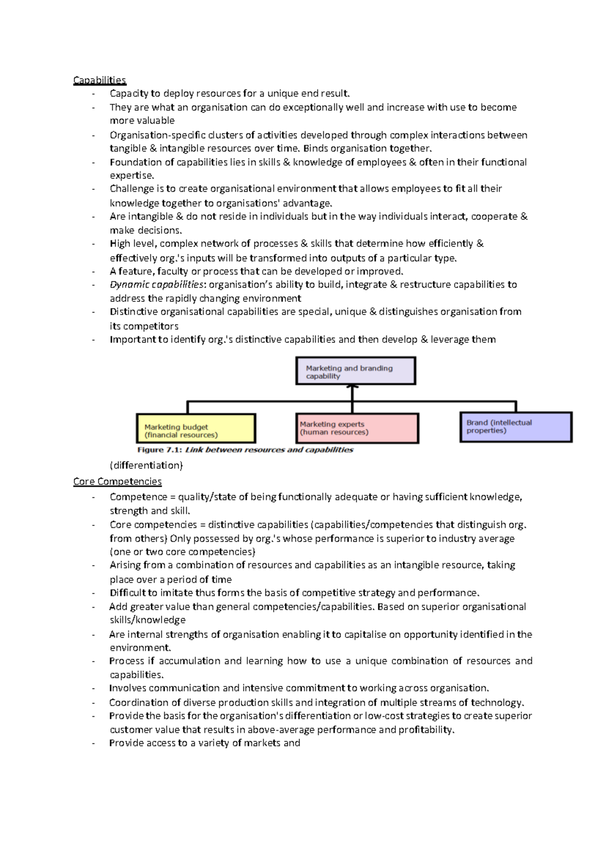 Core Competencies and Competitive Advantage: Resources & Capabilities ...
