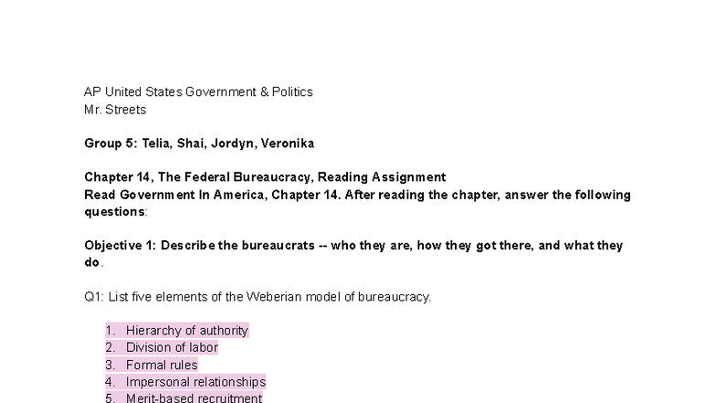 AP US Government & Politics: Chapter 14 - The Federal Bureaucracy ...