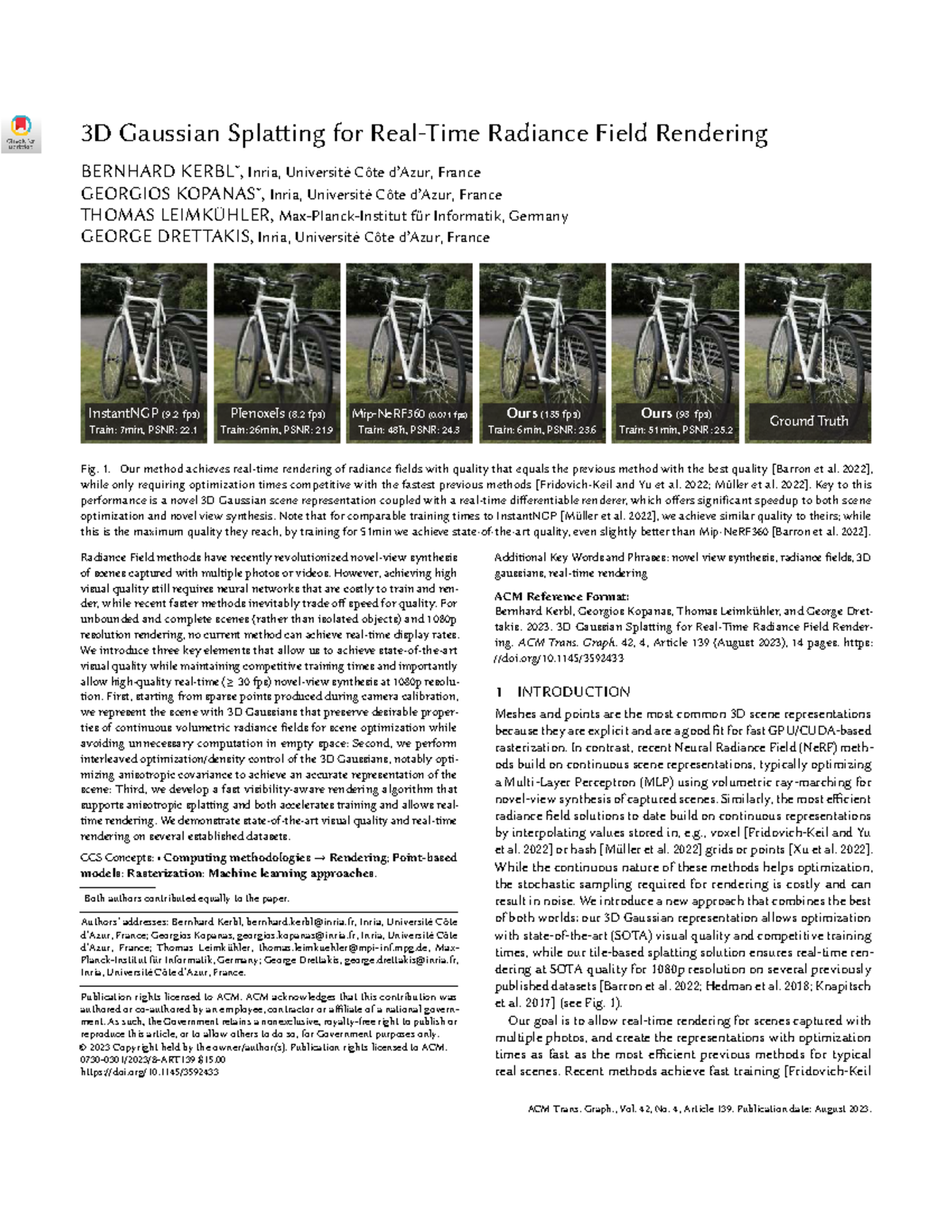 3D Gaussian Splatting for Radiance Field Rendering: A Novel Approach ...