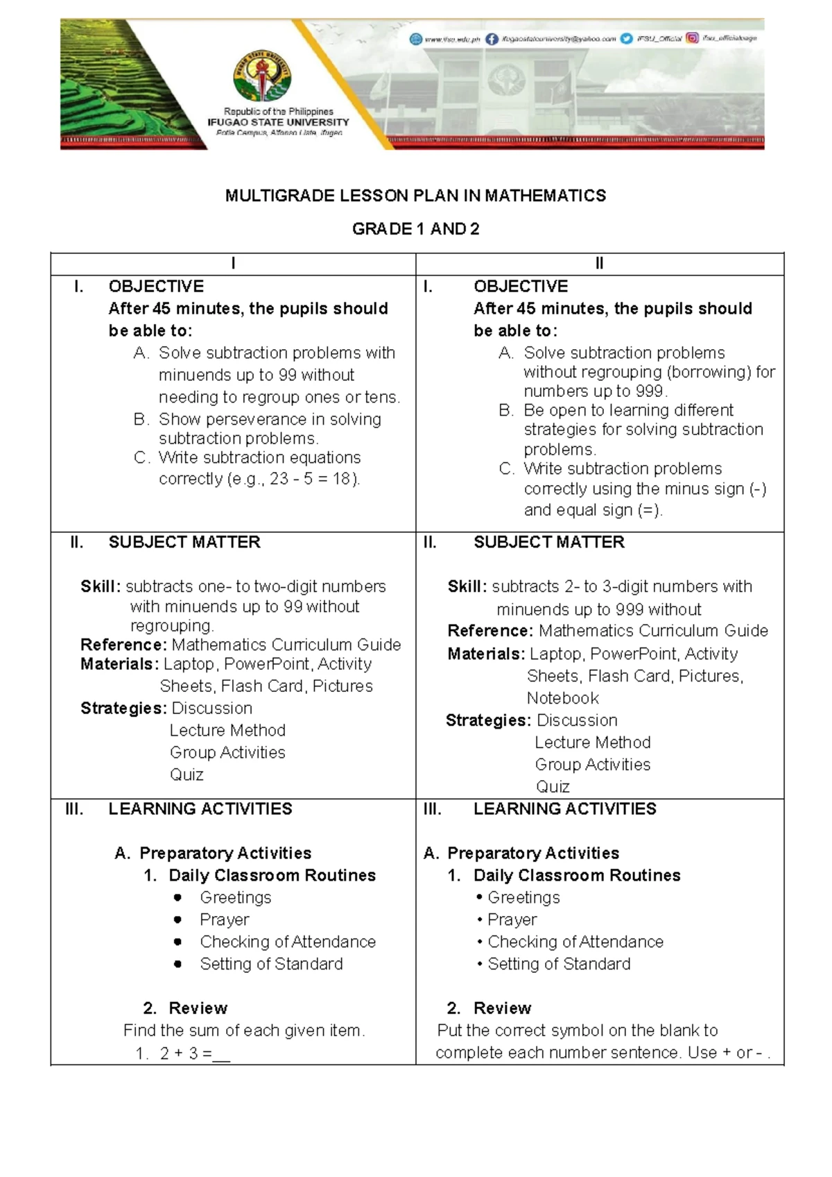 Observation and Lesson Plan Rating Sheet for Teaching Internship - Studocu