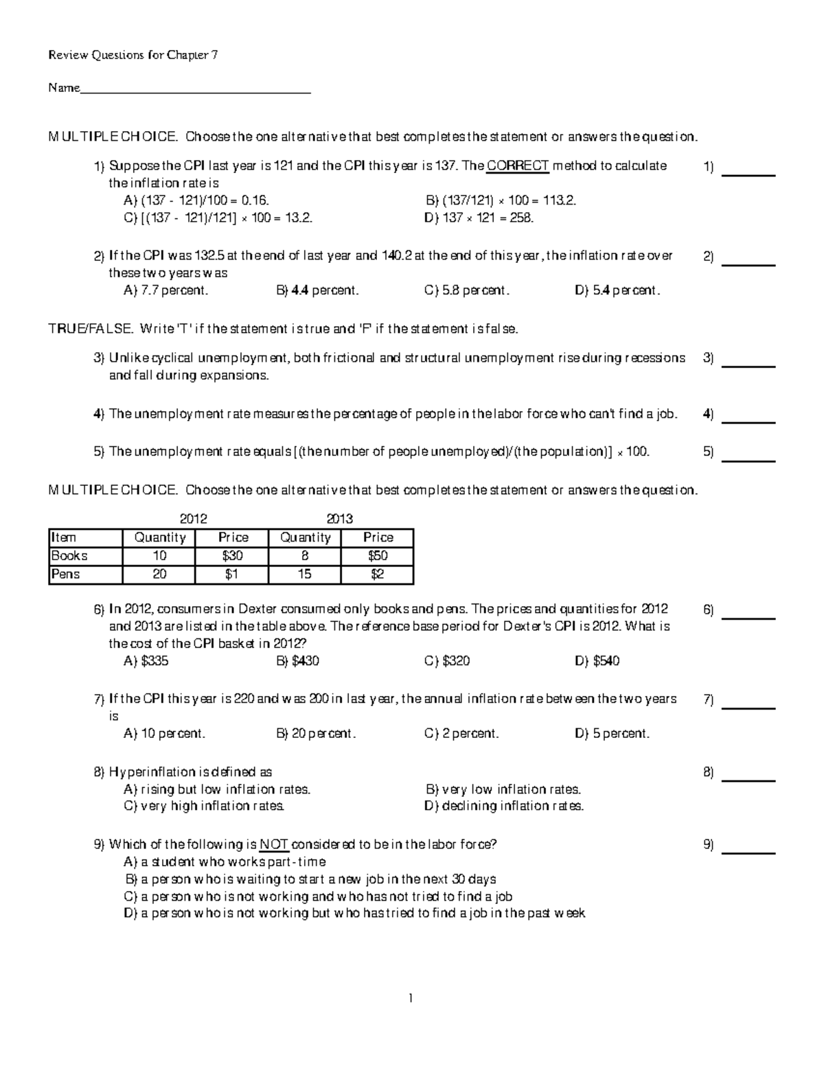 ECON 2305 Chapter 7 Review Questions and Answers - Studocu