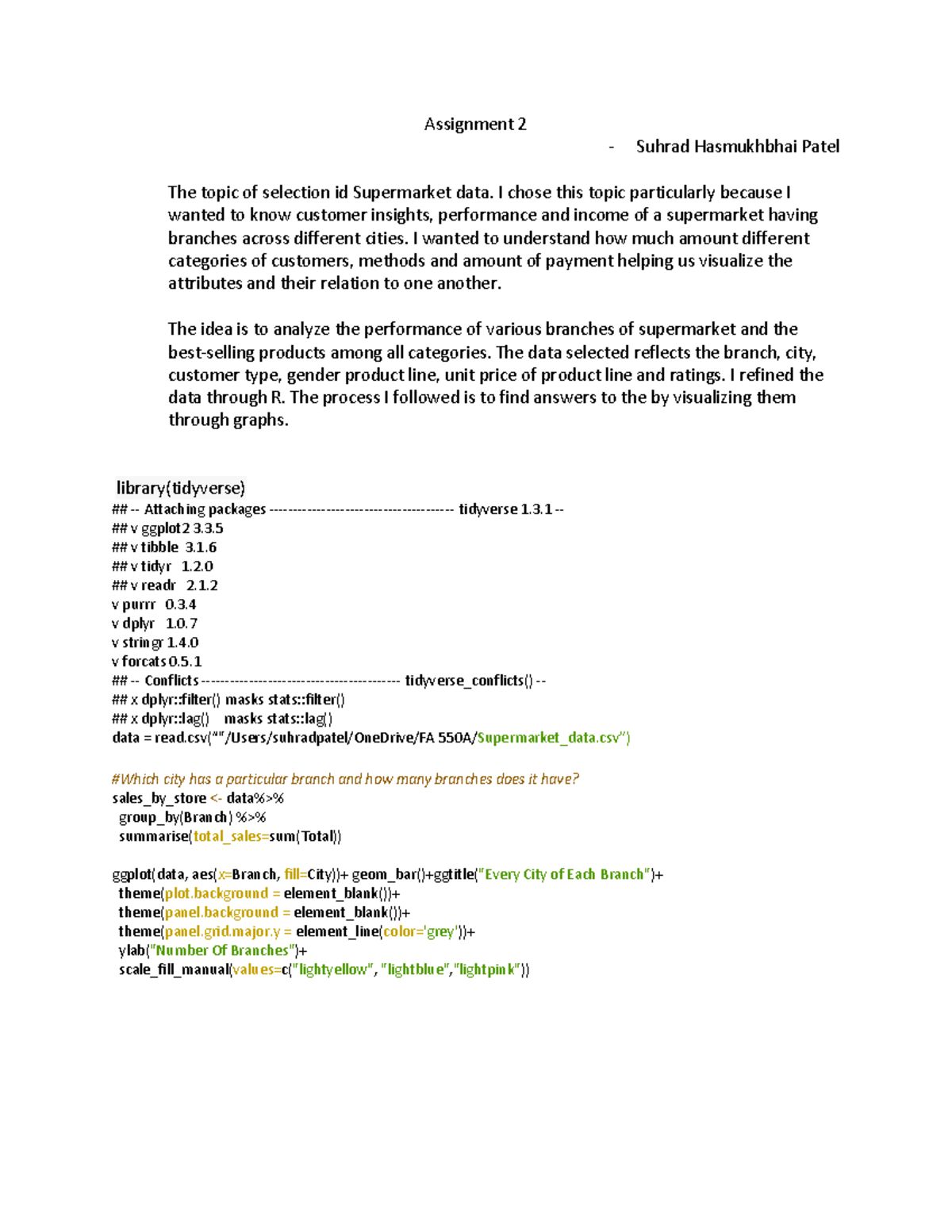 Data Visualization Assignment 2: Analyzing Supermarket Insights - Studocu
