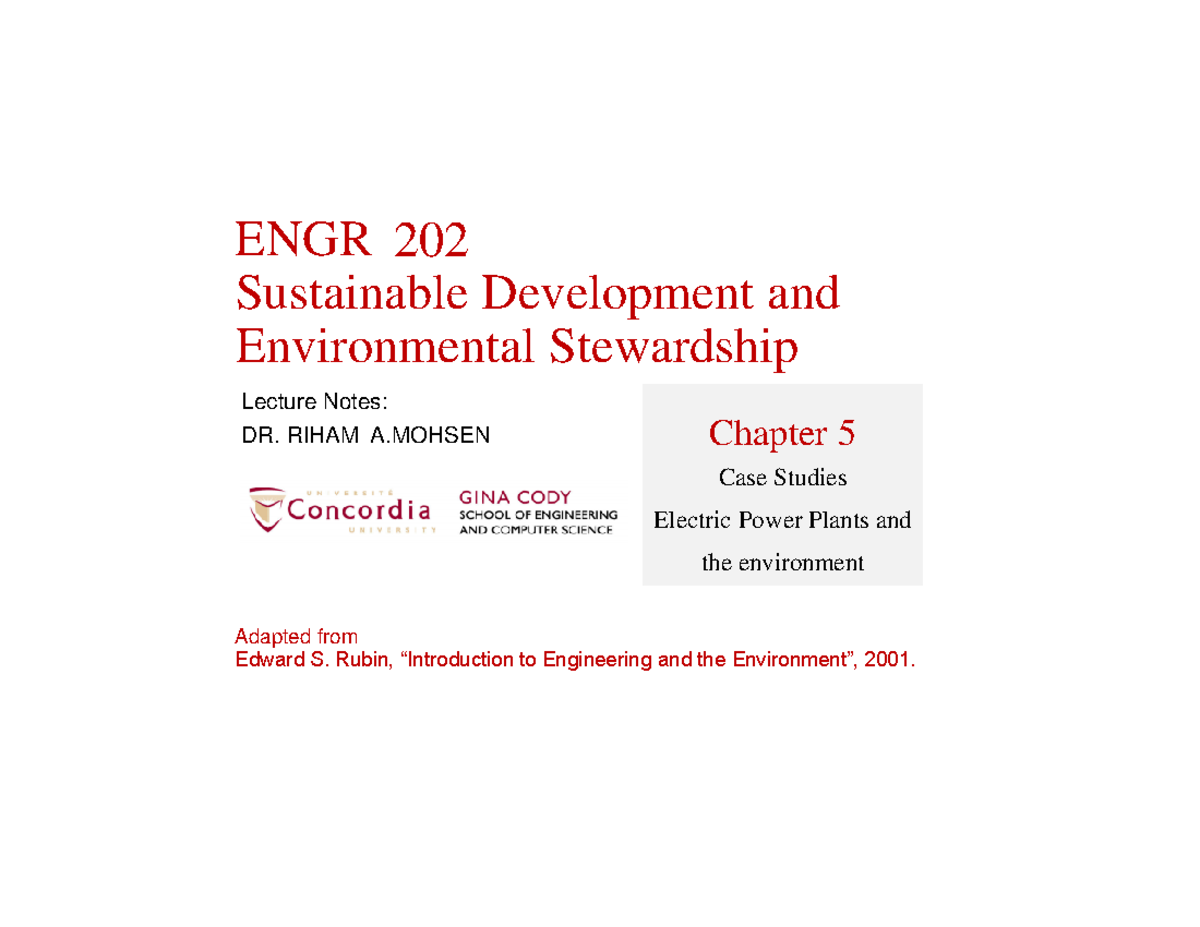 Chapter 5- Electric power plants and the environment - ENGR 202 ...