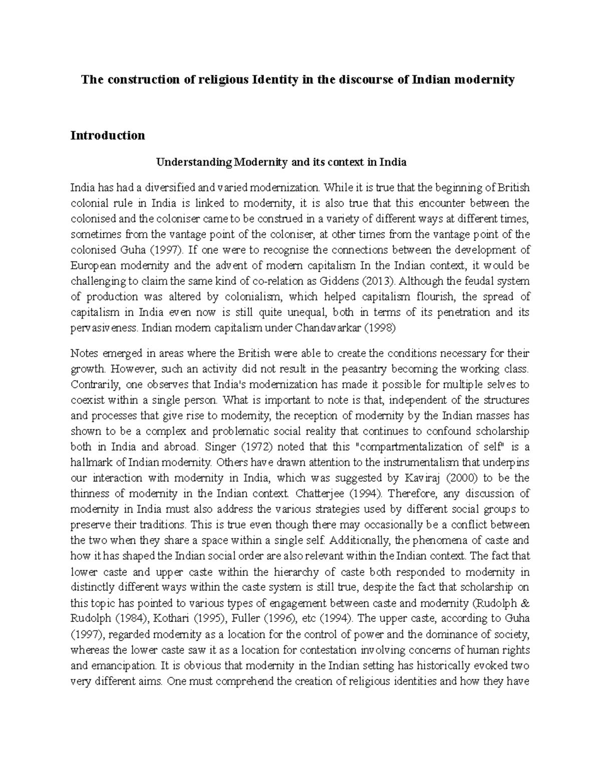 The construction of religious Identity in the discourse of Indian ...