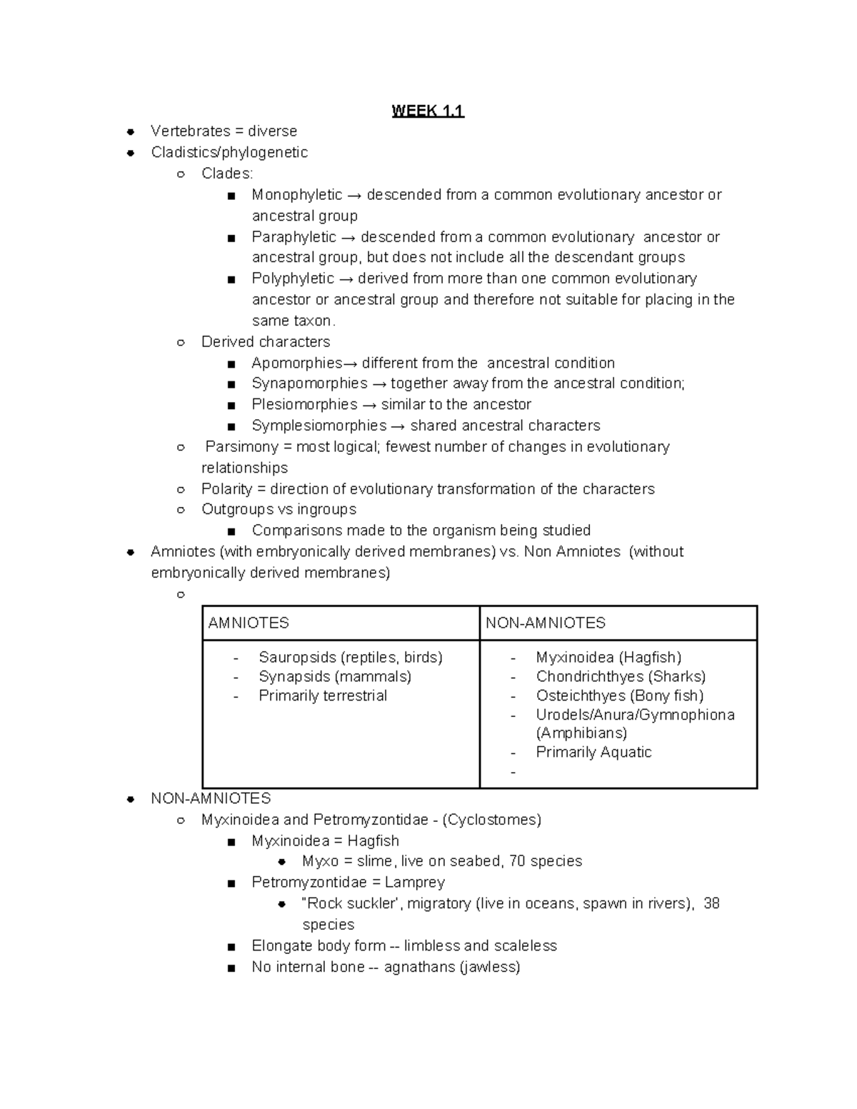 Bio 224 EXAM 1 Review - Notes from Lectures in prep for exam 1 - WEEK 1 ...