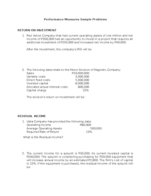 Performance Measures Handout Part II - MAC411 HANDOUT | Performance ...