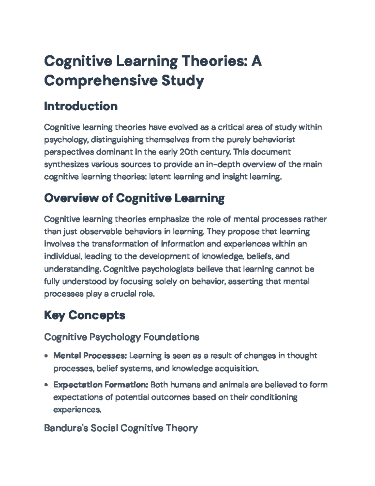 Cognitive Learning Theories (PSY 101): An In-Depth Overview and ...