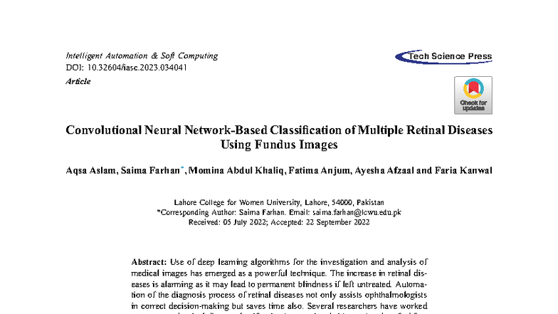CNN-Based Classification of Multiple Retinal Diseases Using Fundus ...
