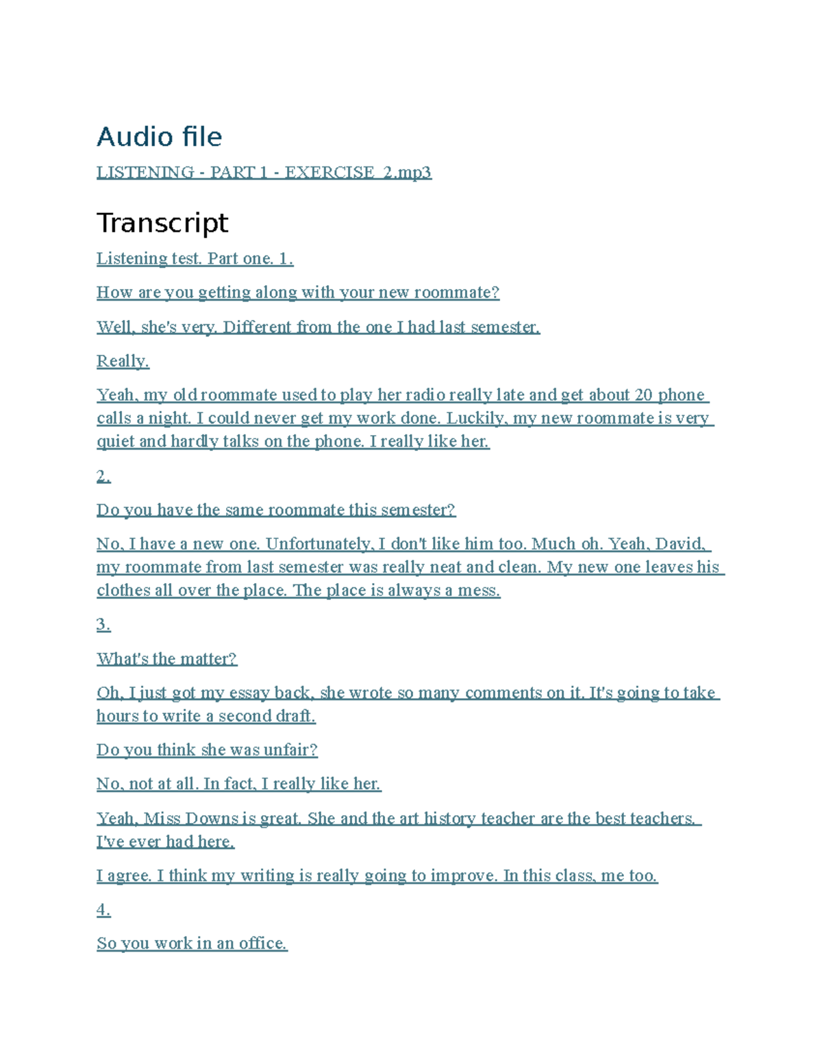 Lis final 2 - b1.1 - Audio file LISTENING - PART 1 - EXERCISE 2 ...