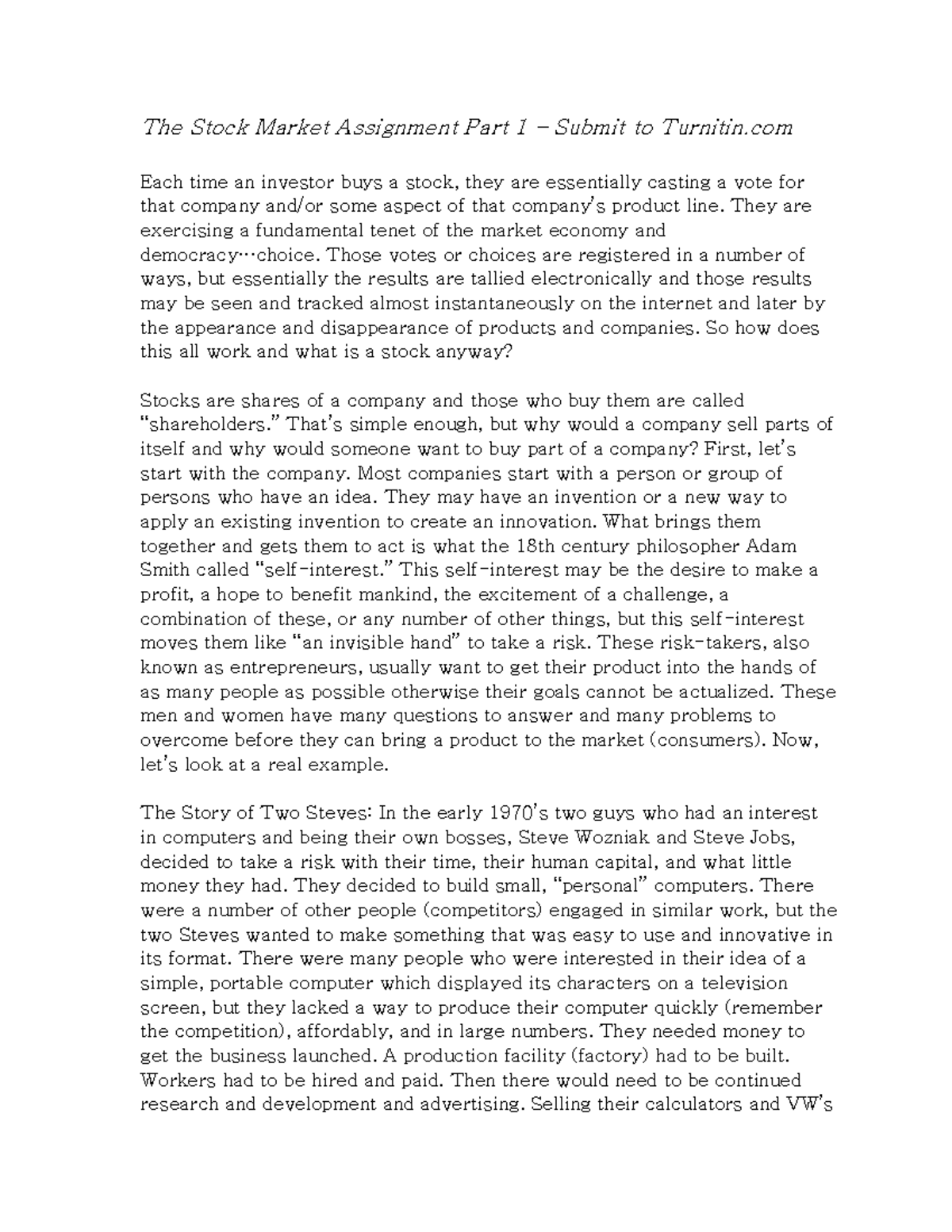 Semaj Rankins-Bush - The Stock Market Assignment version 2 - The Stock ...