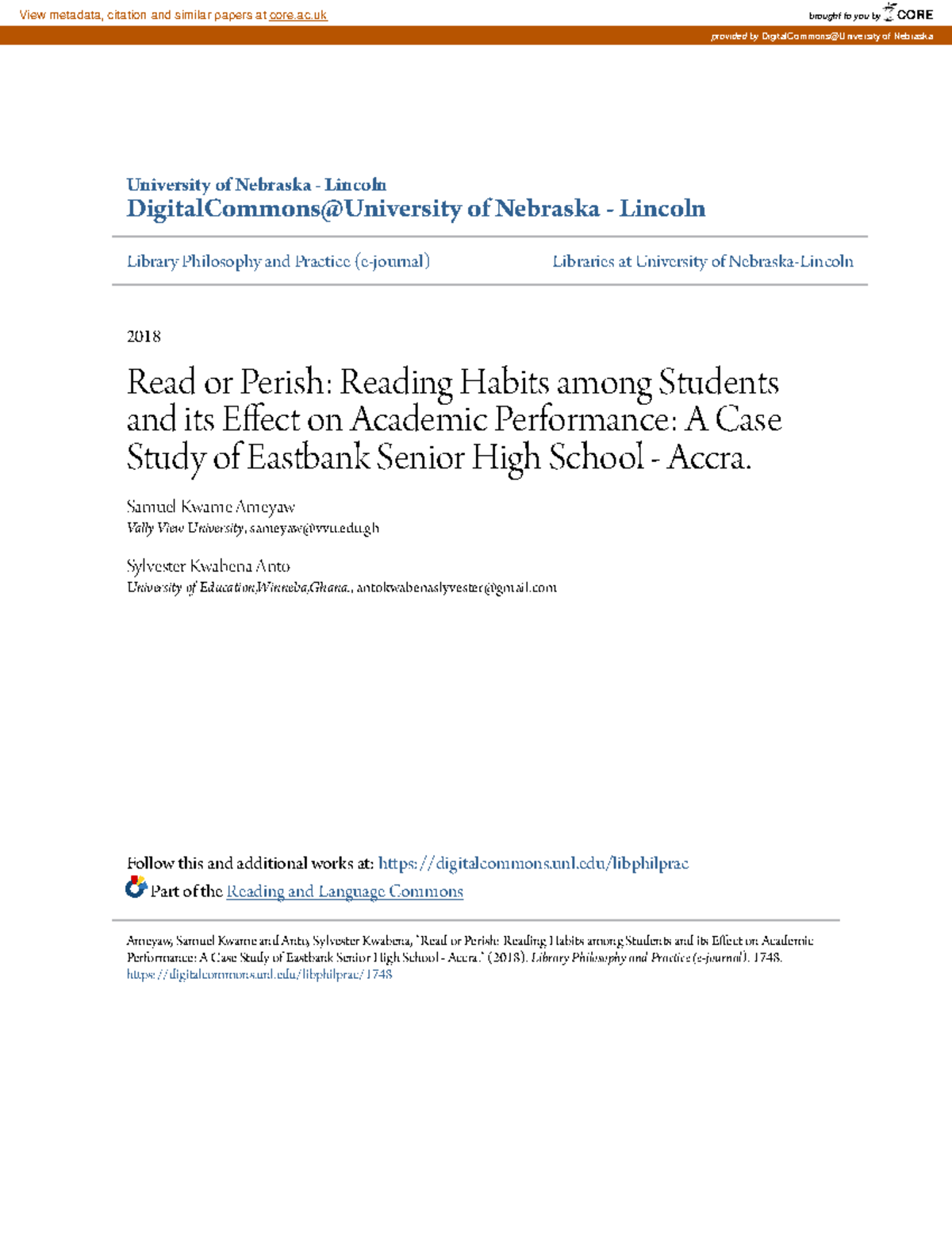 RRL 9: Impact of Reading Habits on Academic Performance at Eastbank SHS ...