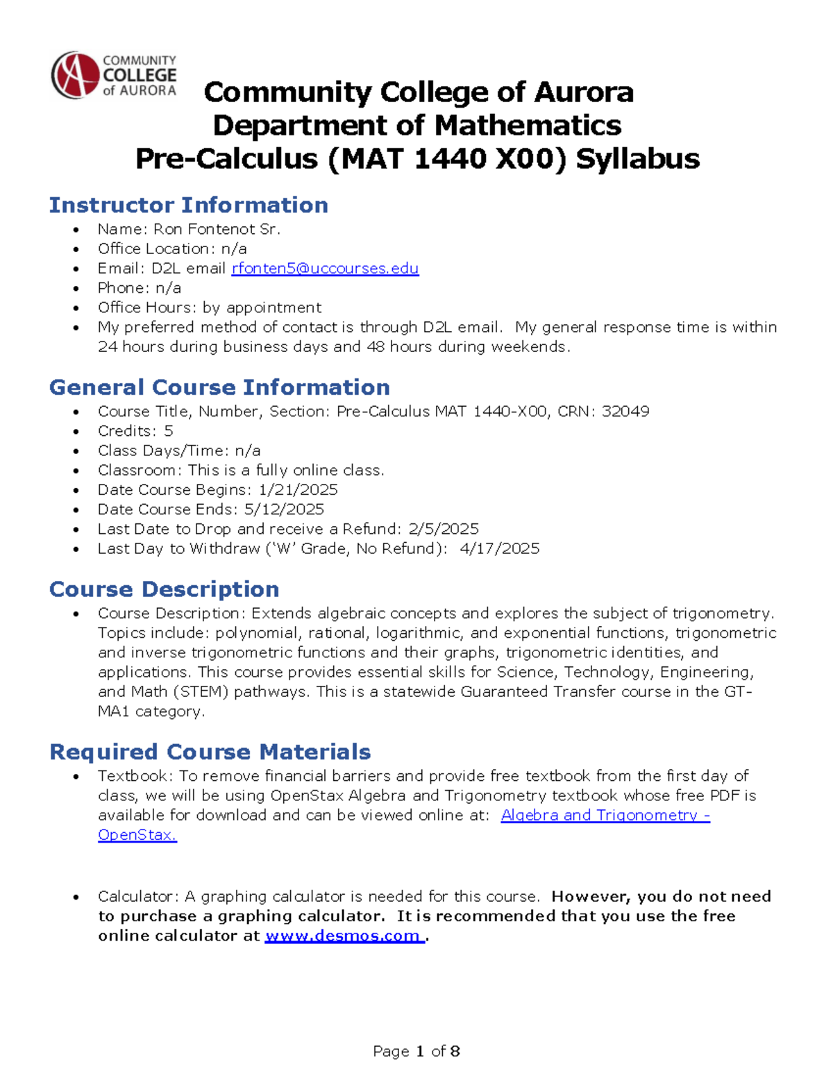 Math syllabus - huighuighuihguihui - Community College of Aurora ...