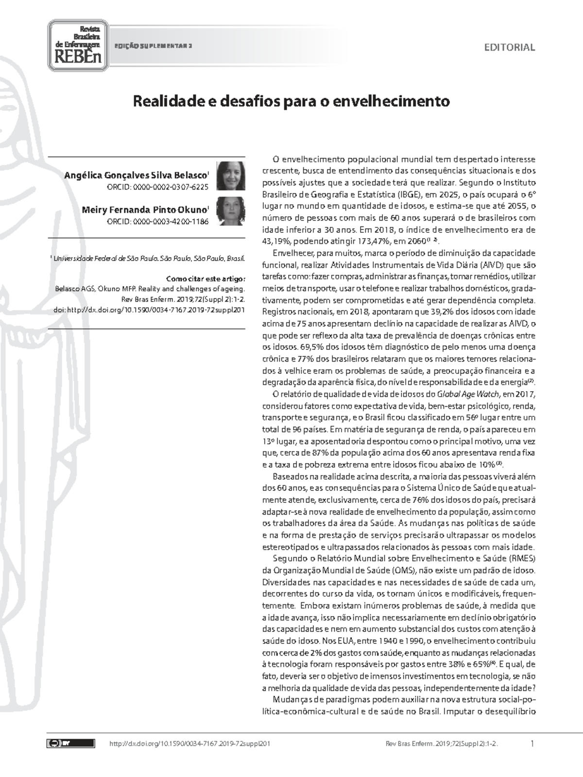 Editorial: Realidade e Desafios do Envelhecimento - Edição Suplementar ...