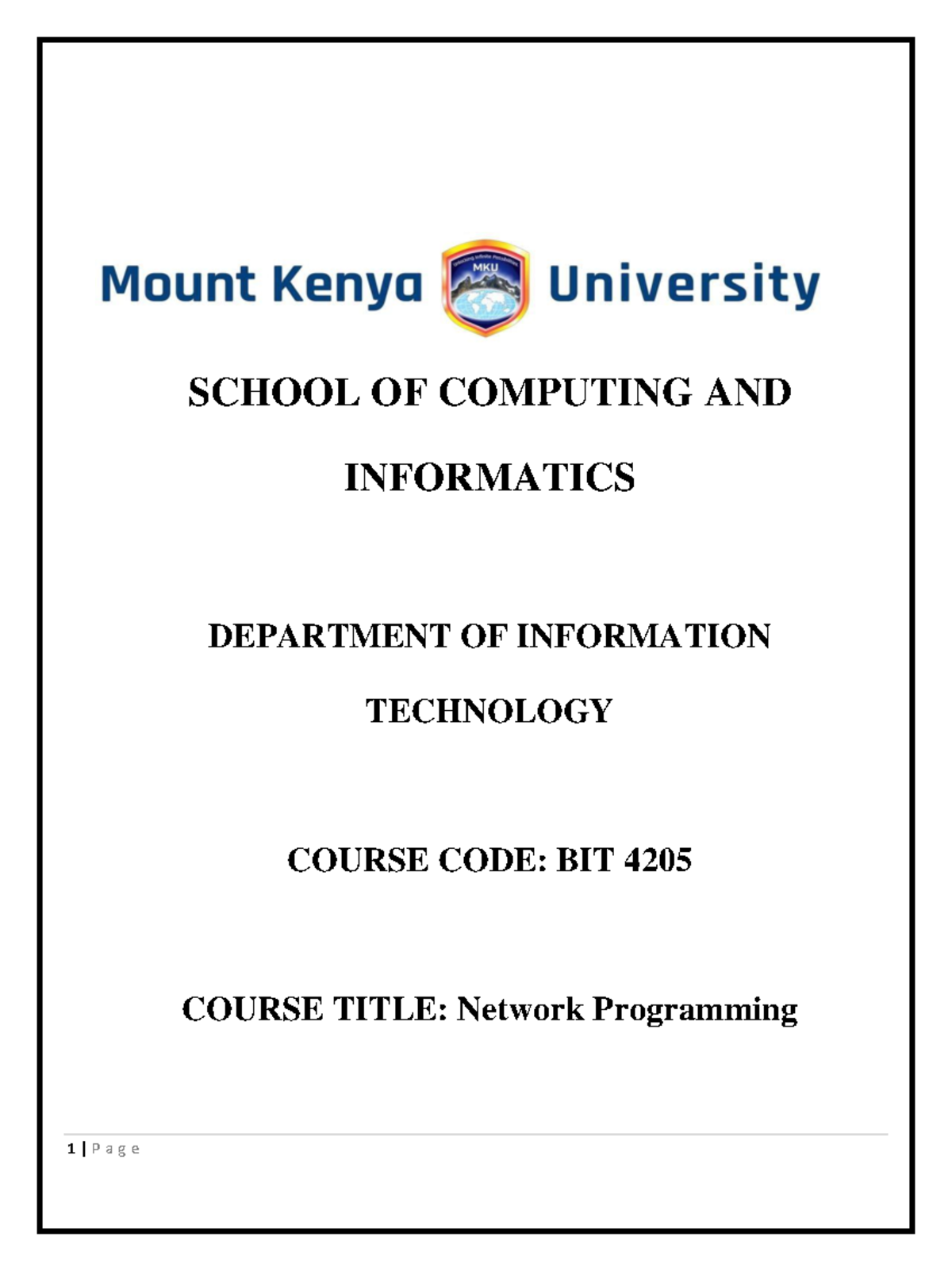 BIT 4205 - Network Programming Course Outline and Key Concepts - Studocu
