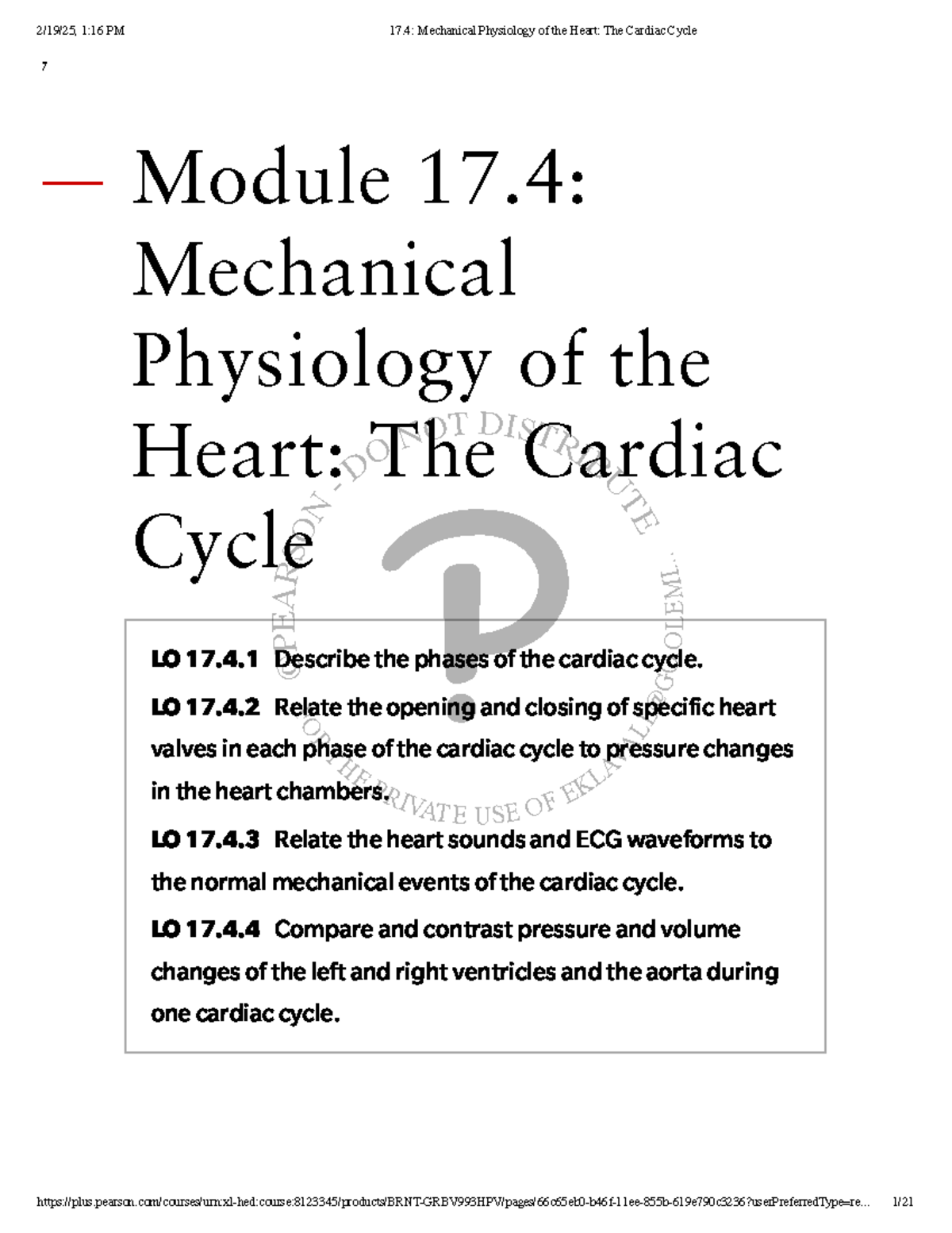 Mechanical Physiology of the Heart: Cardiac Cycle Overview (Module 17.4 ...