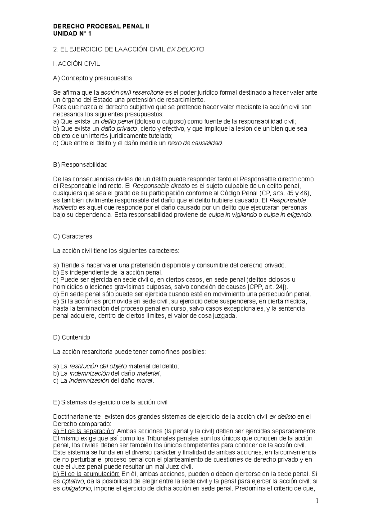 Resumen de Derecho Procesal Penal II - Unidad N° 1 y 2 - Studocu