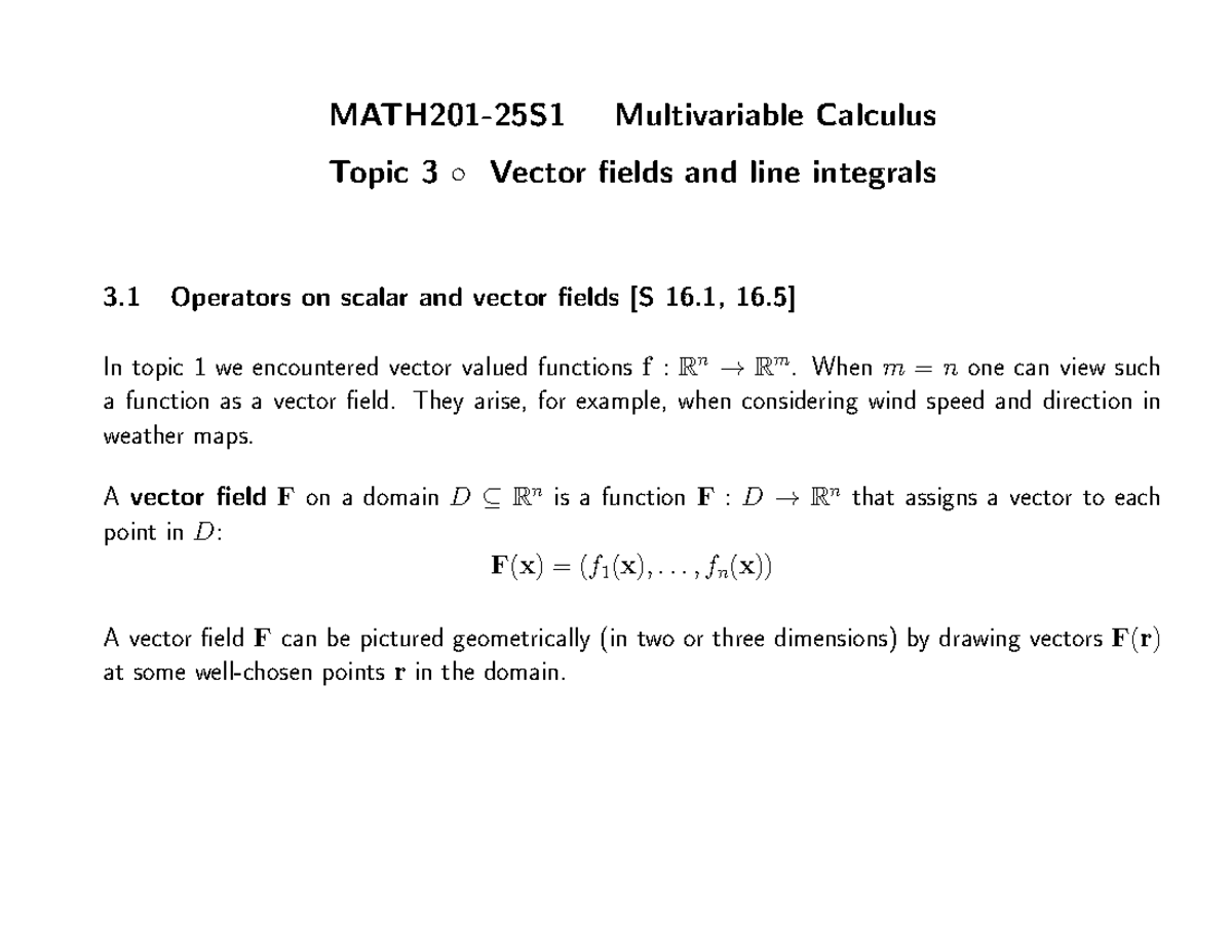 Math201 Final Exam: Vector Fields and Line Integrals Overview - Studocu