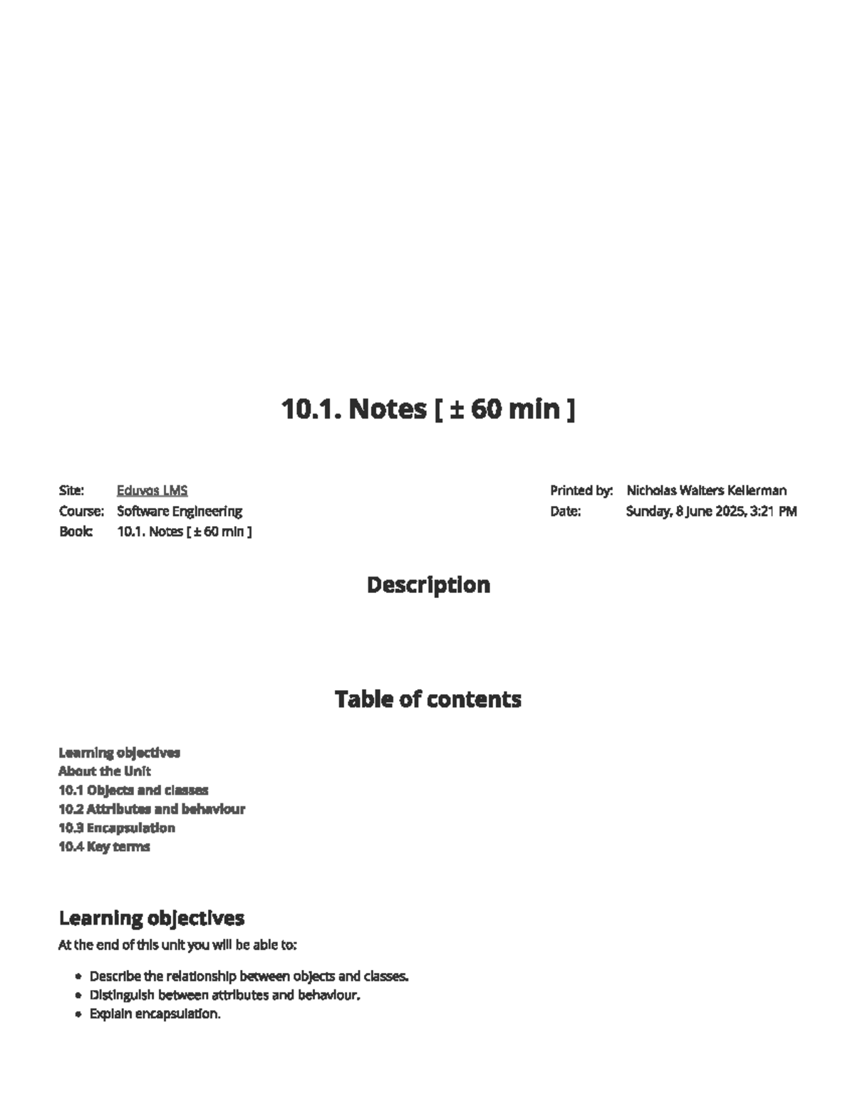 Final Notes on Objects, Classes, and Encapsulation - SE 101 - Studocu