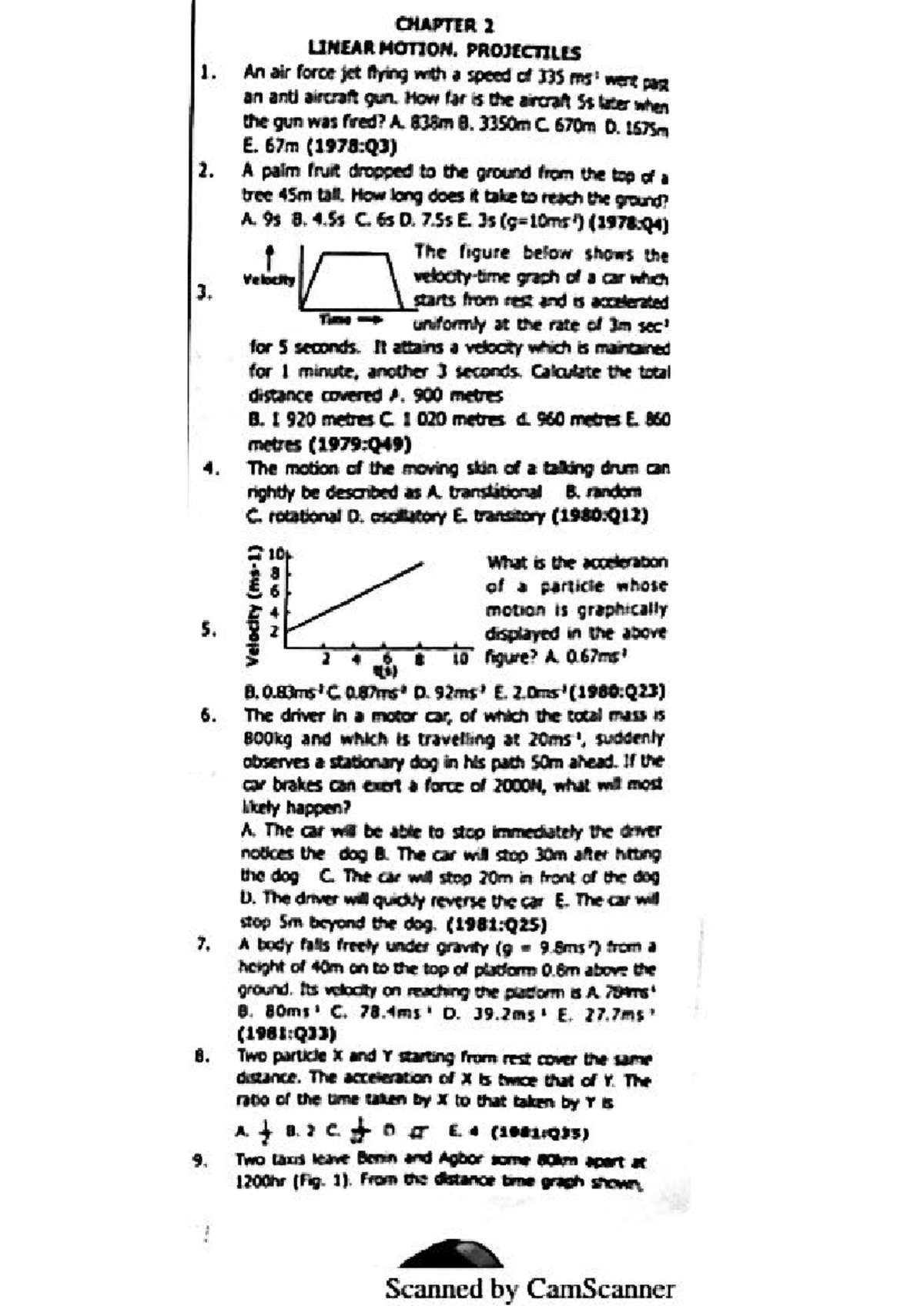 CHAPTER 2: LINEAR MOTION - Motion Exam Questions and Answers - Studocu