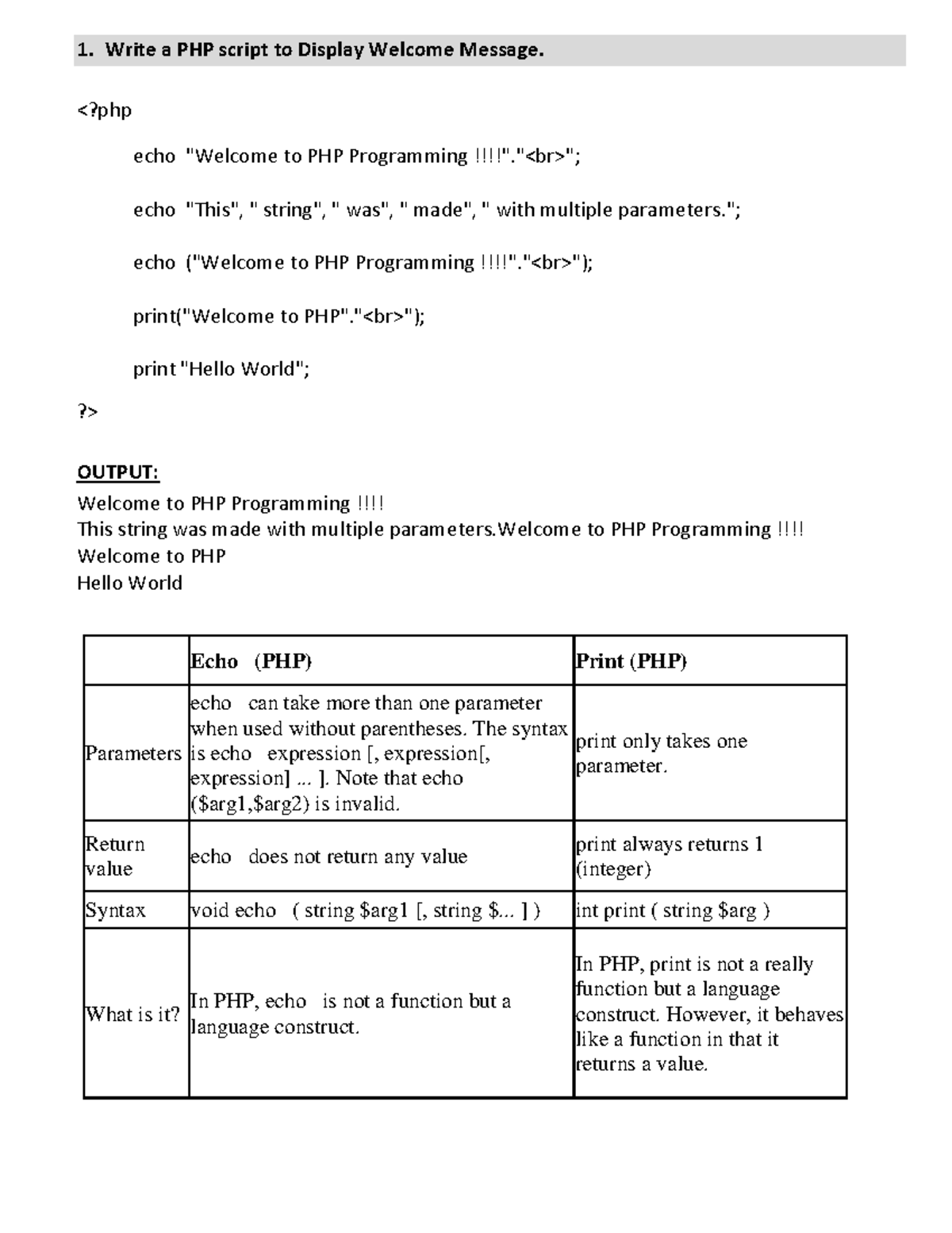 PHP Programming Practical Examples: Scripts & Functions - Studocu