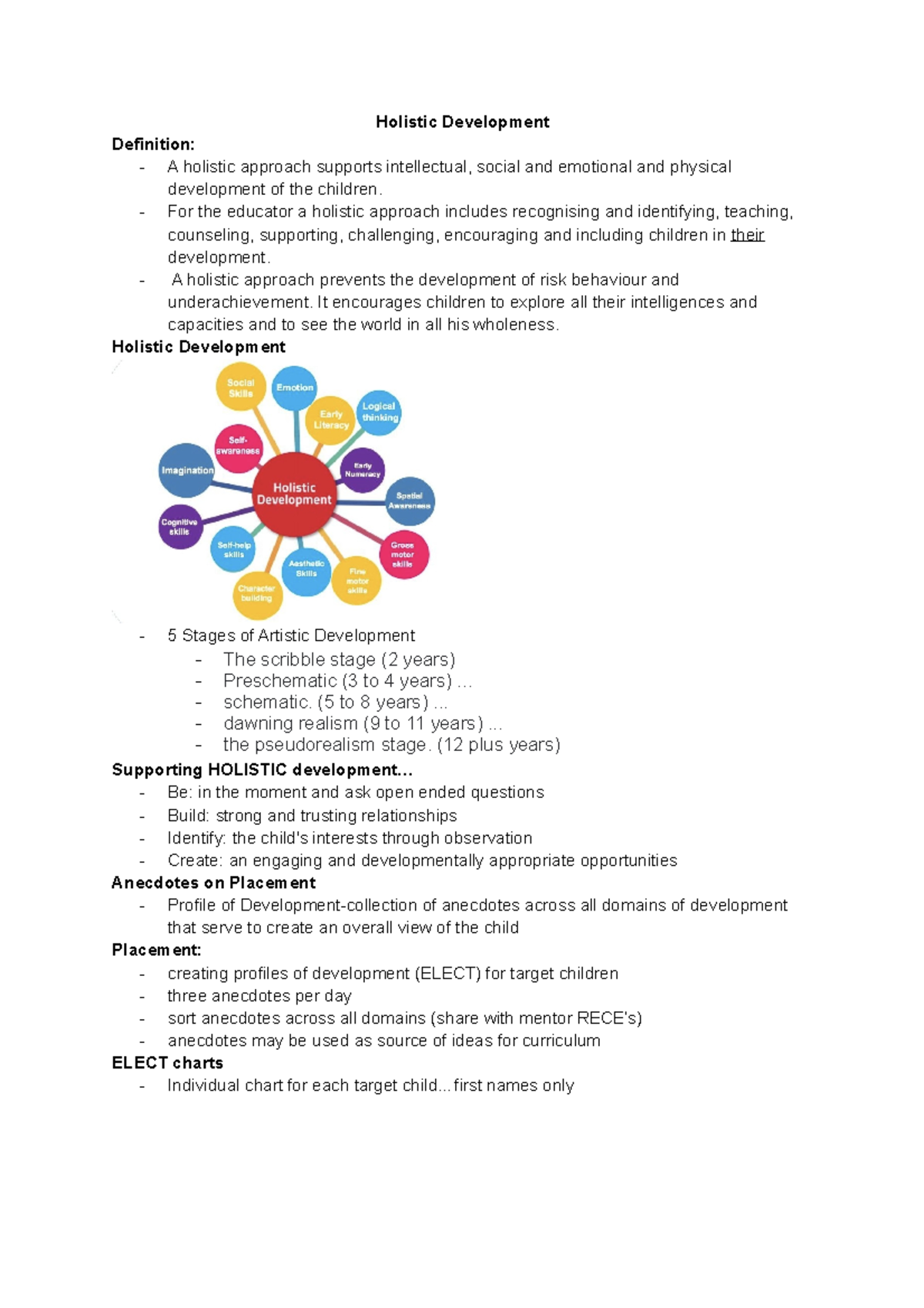 EDU 101 - Week 9 Holistic Development Notes & Assessment Guide - Studocu
