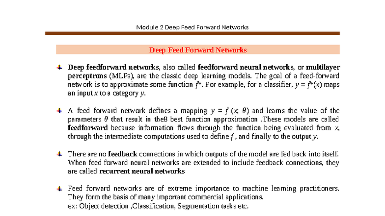 Module 2: Deep Feed Forward Networks Overview - 21CS743 - Studocu