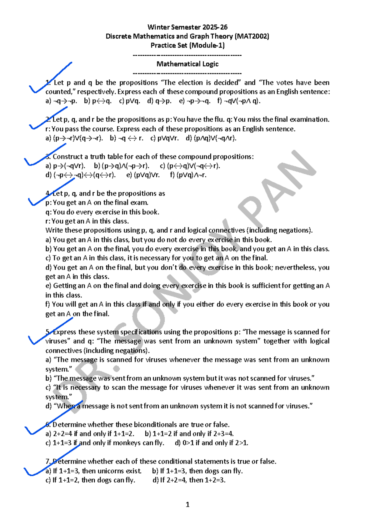 Winter Semester Discrete Mathematics and Graph Theory (MAT2002 ...