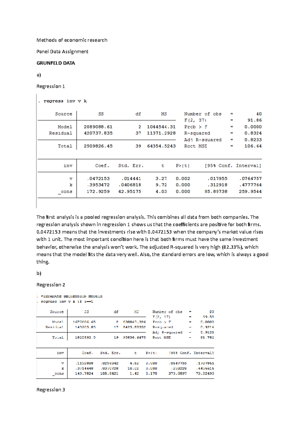Methods of Economic Research: Panel Data Analysis Assignment - Studeersnel