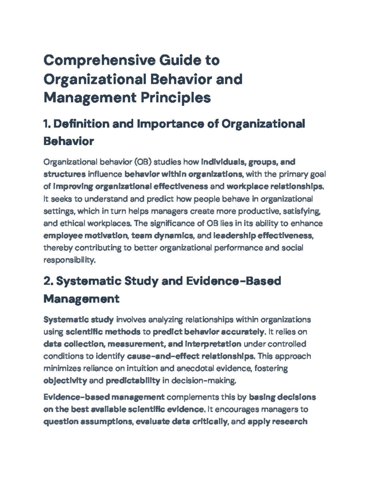 Comprehensive Guide to Organizational Behavior & Management Principles ...