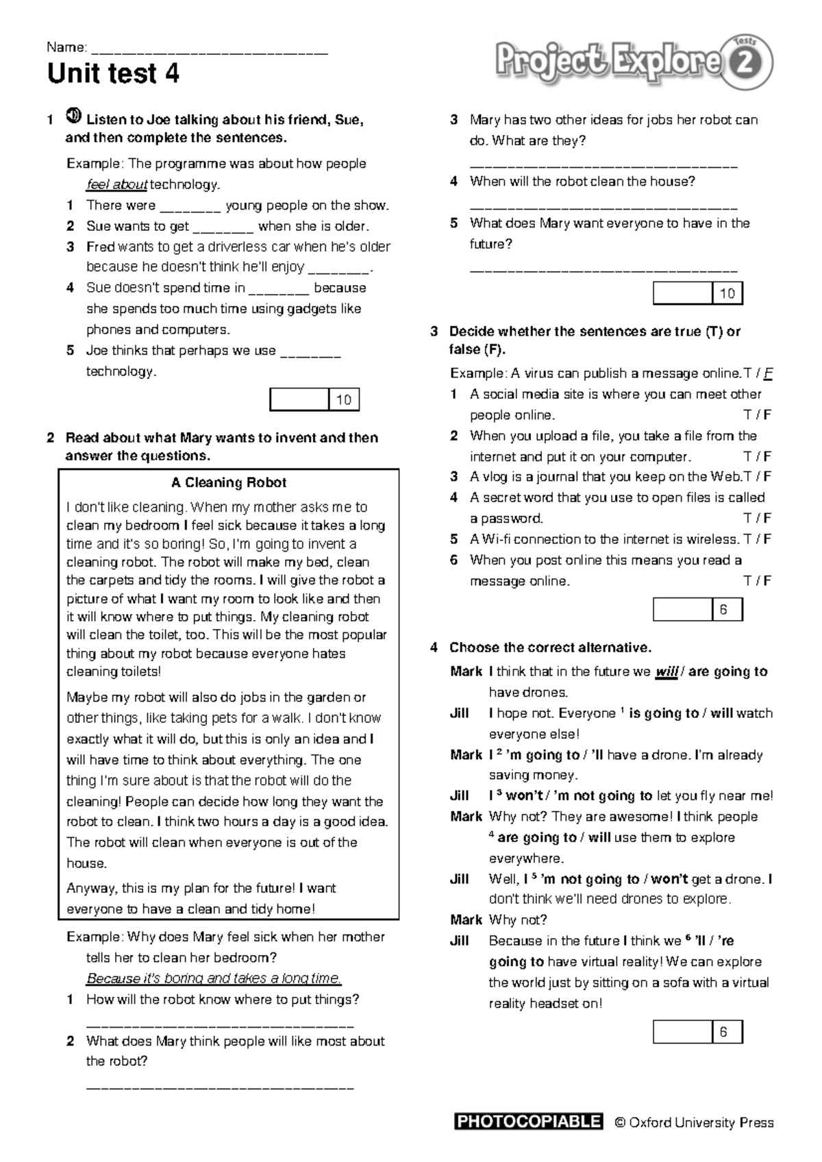 Unit 4 Test - Practice Exercise 2 - College Notes - Studeersnel