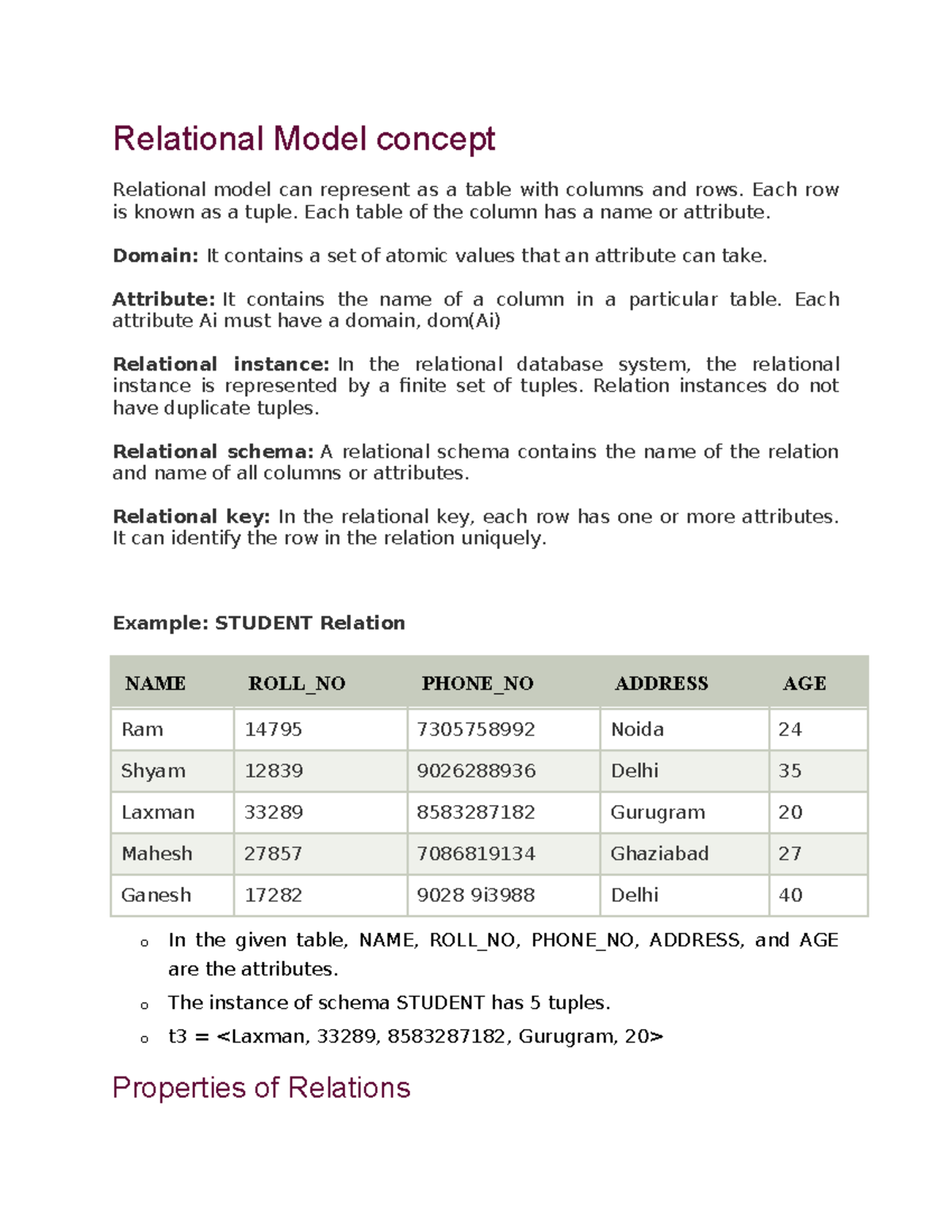 Relational Model concept - Relational Model concept Relational model ...