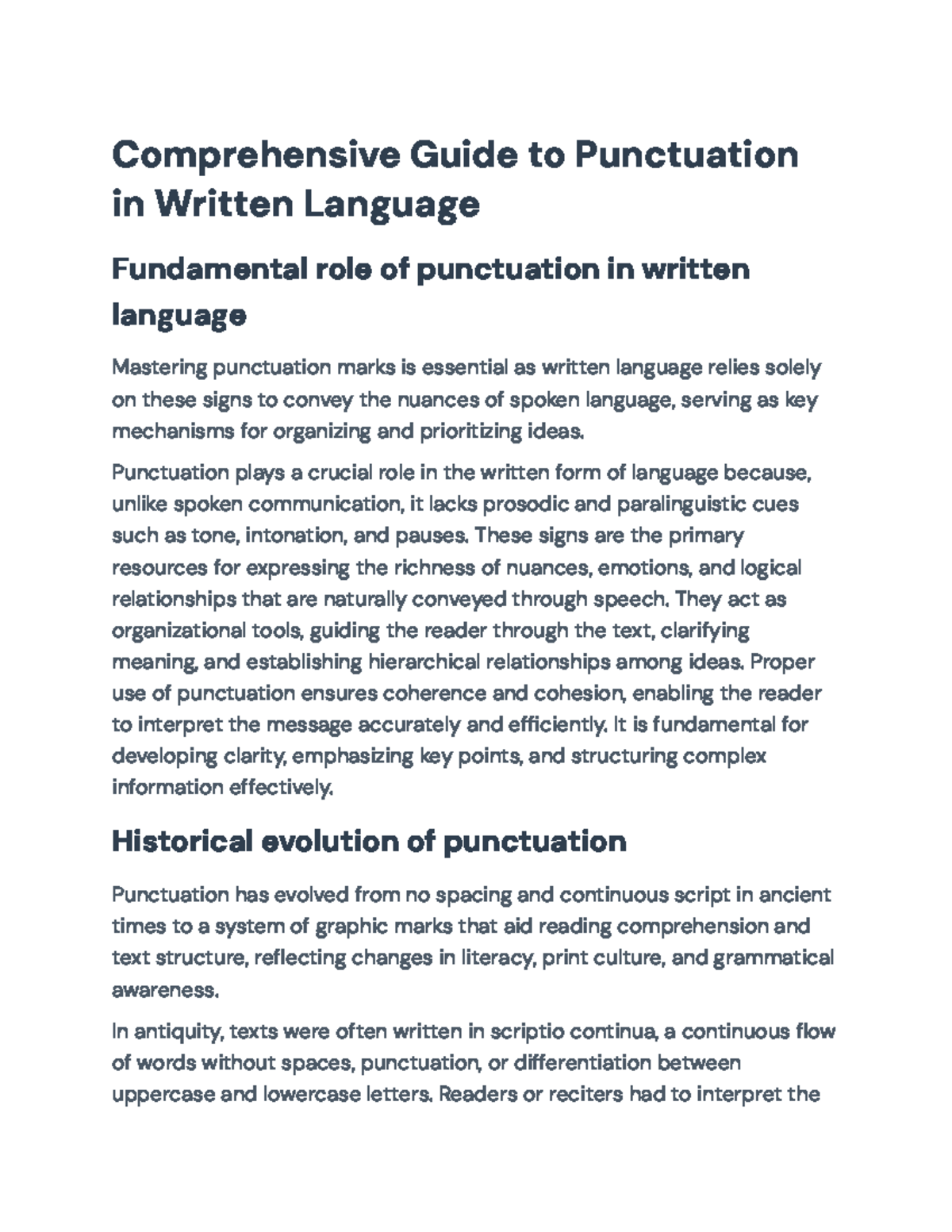 Comprehensive Guide to Teaching Punctuation in Written Language - Studocu