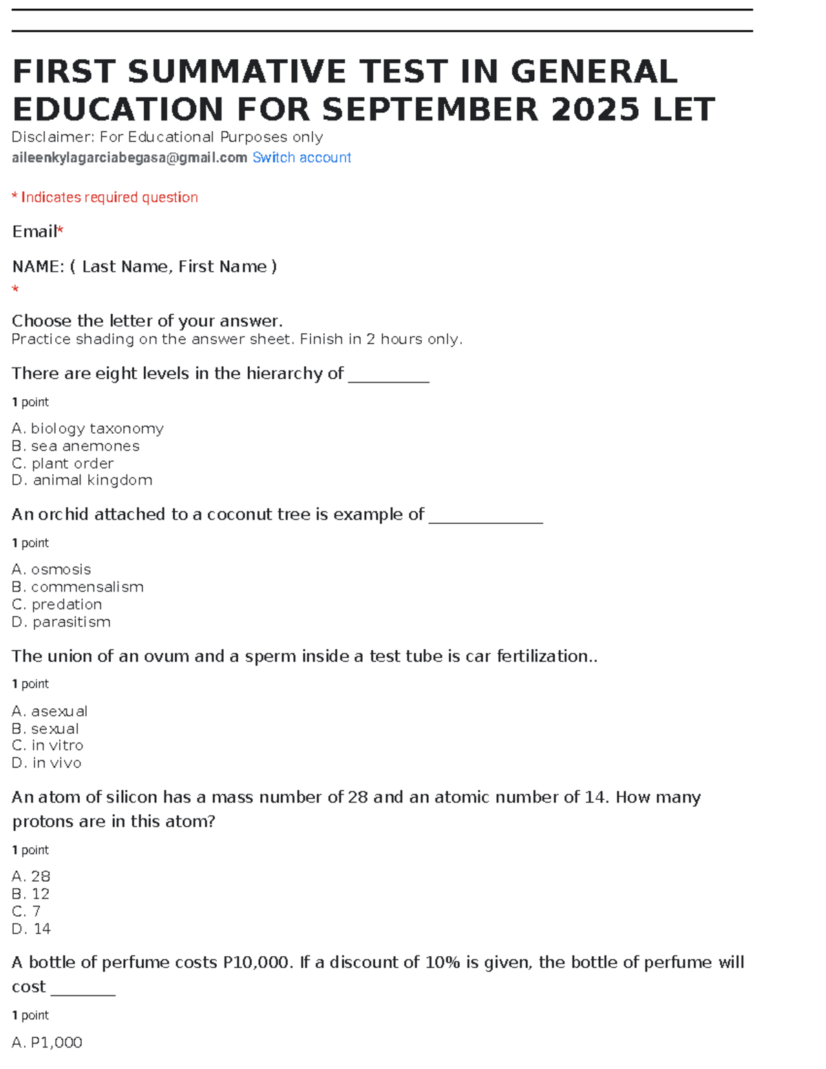 First Summative Test in General Education (September 2025) - Studocu