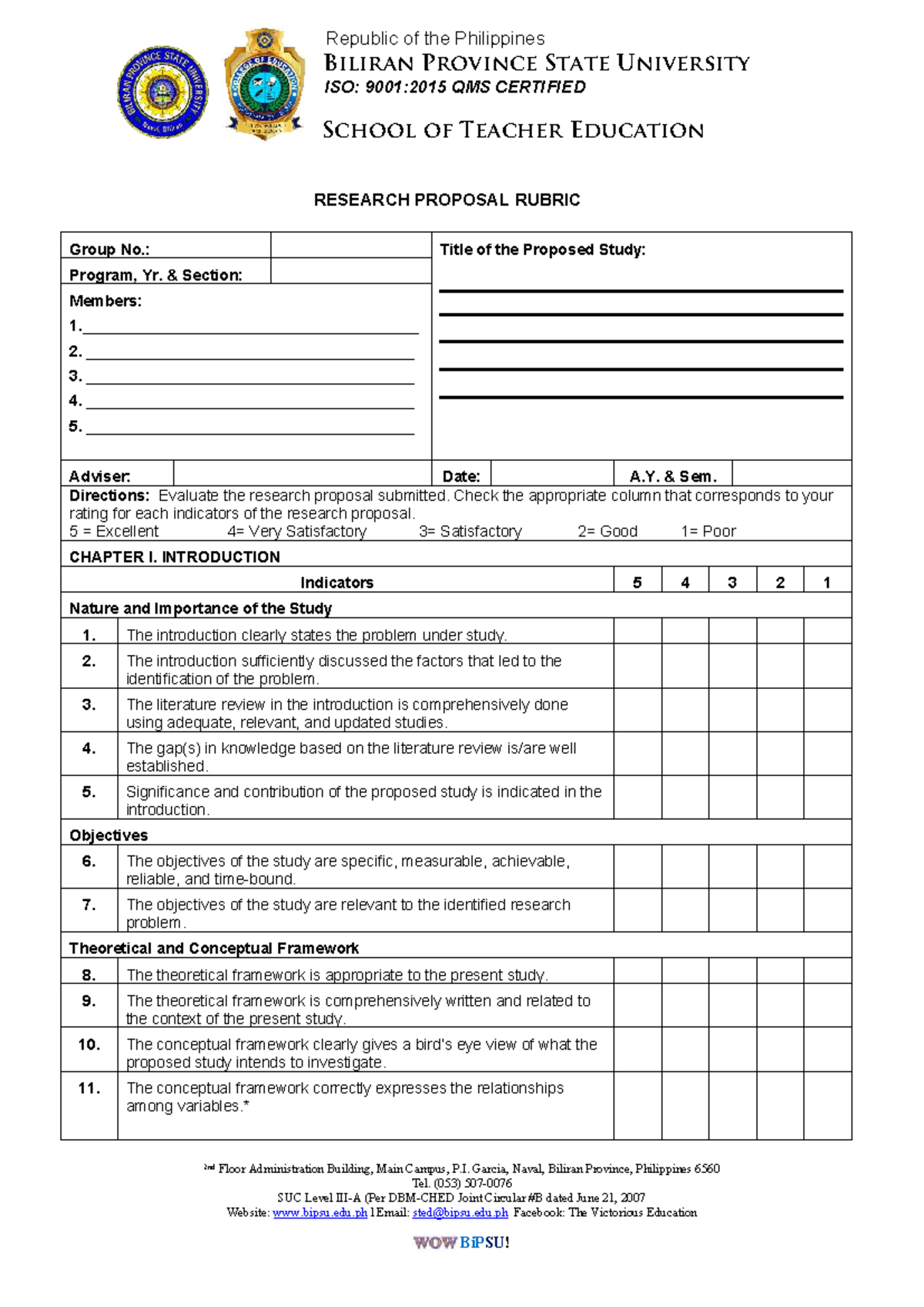 Rubrics for research proposal defense (A.Y. 2023-2024) - Studocu