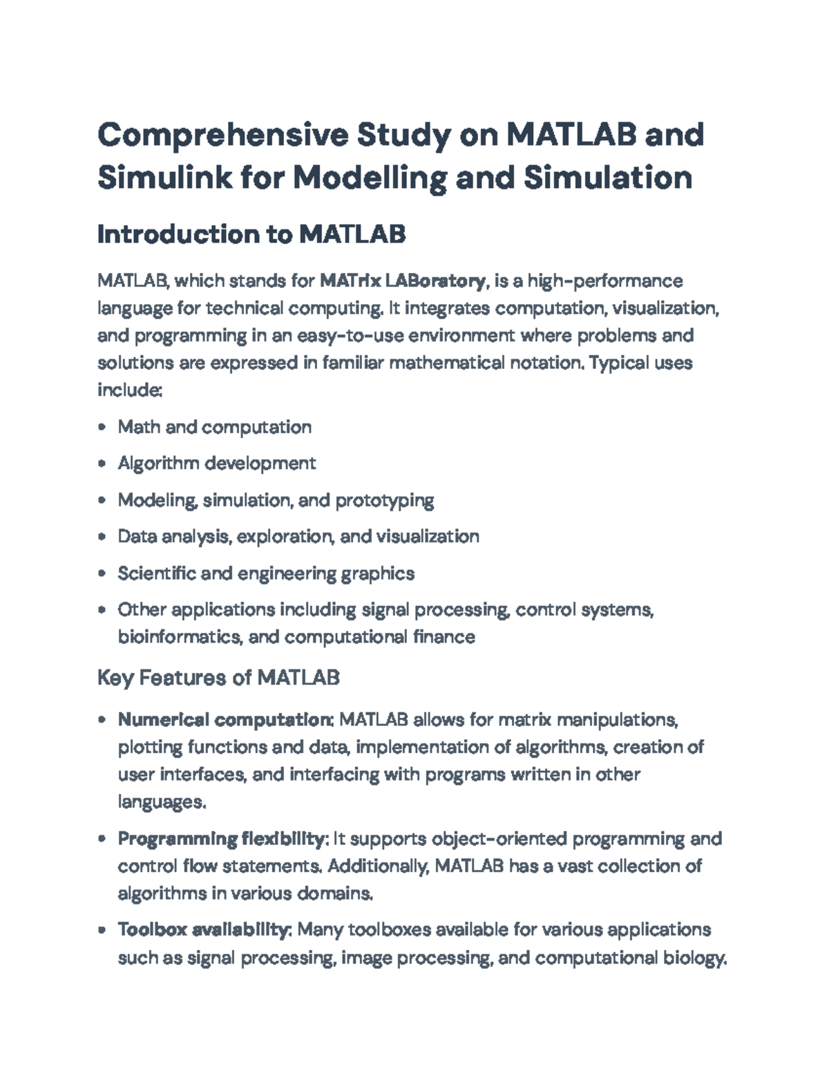 Comprehensive Guide to MATLAB and Simulink for Modeling (Course Code ...