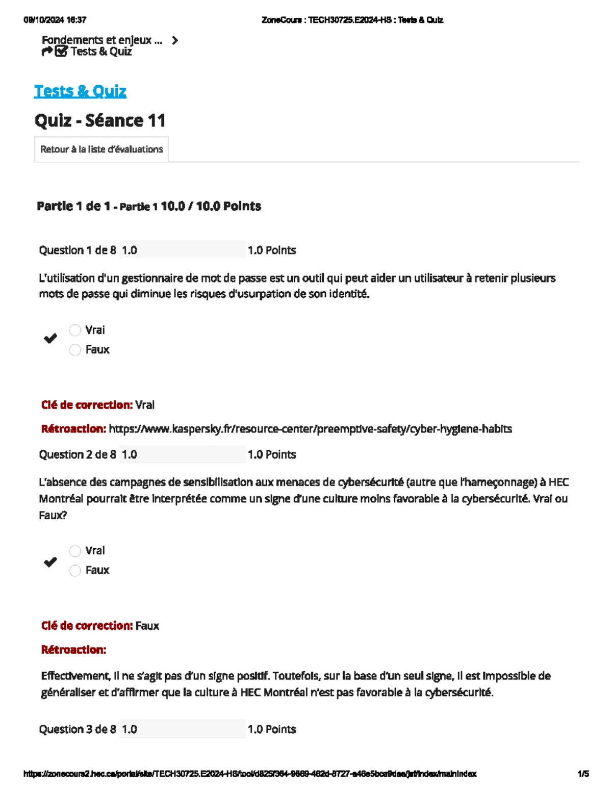 Quiz Noté Séance 8 - GIA 1.25 HEC Montréal - Studocu