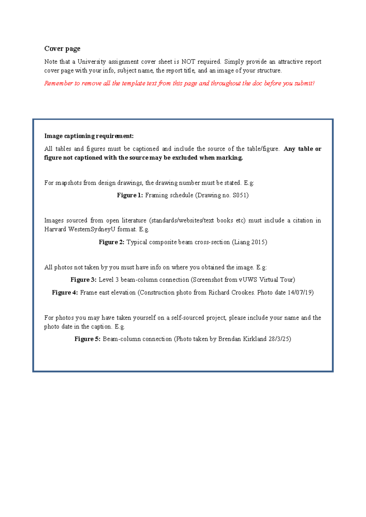 CIVL3016 Report 1 template 2025 - Cover page Note that a University ...