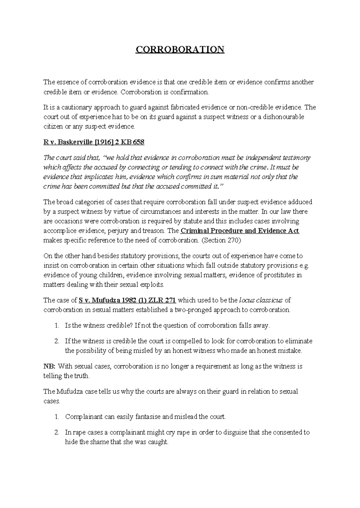 9 Corroboration In Criminal Evidence Statutory And Case Law Insights