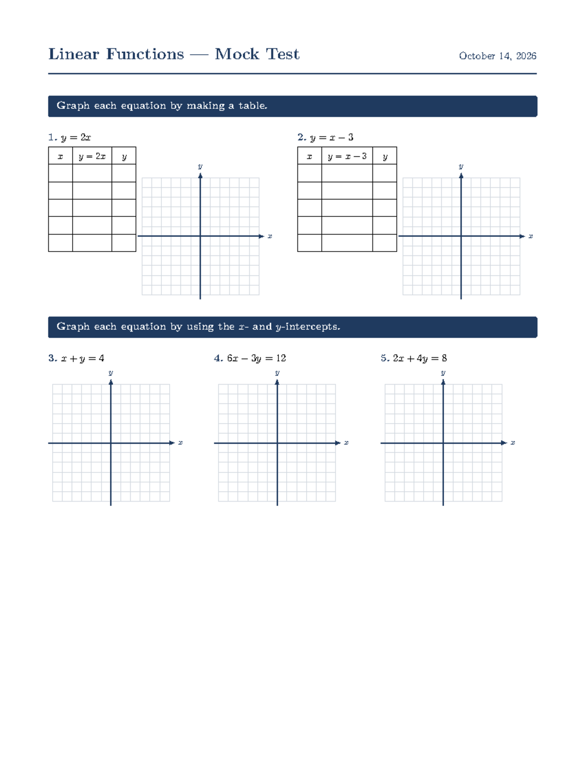 Linear Functions — Mock Test (2026) - Studocu