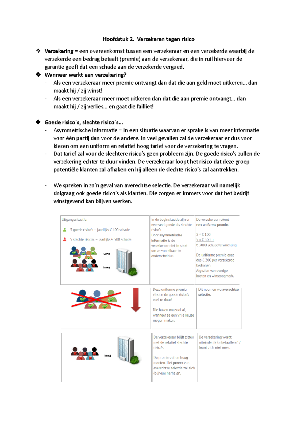 Hoofdstuk 2: Verzekeren tegen Risico - Economie Lesbrief - Studeersnel