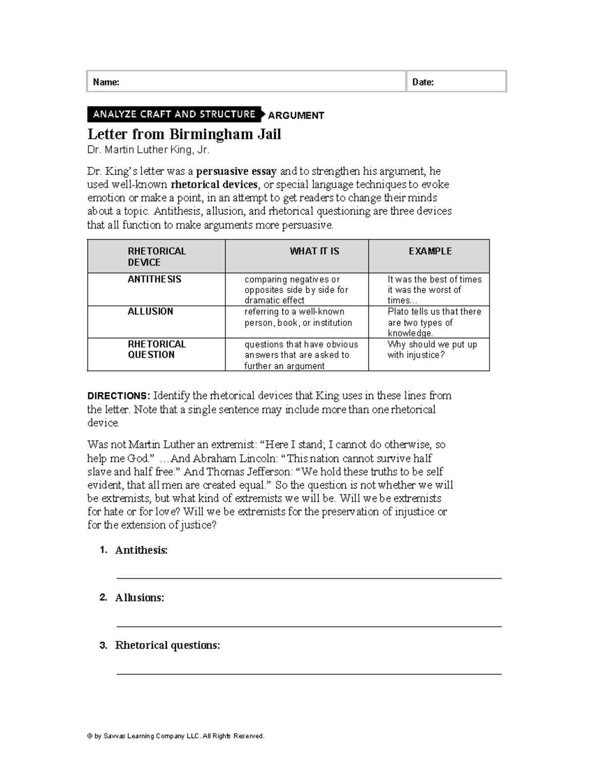 ENG 101: Rhetorical Devices in 