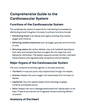 Cardiovascular System - Study Notes & Assignments - Studocu