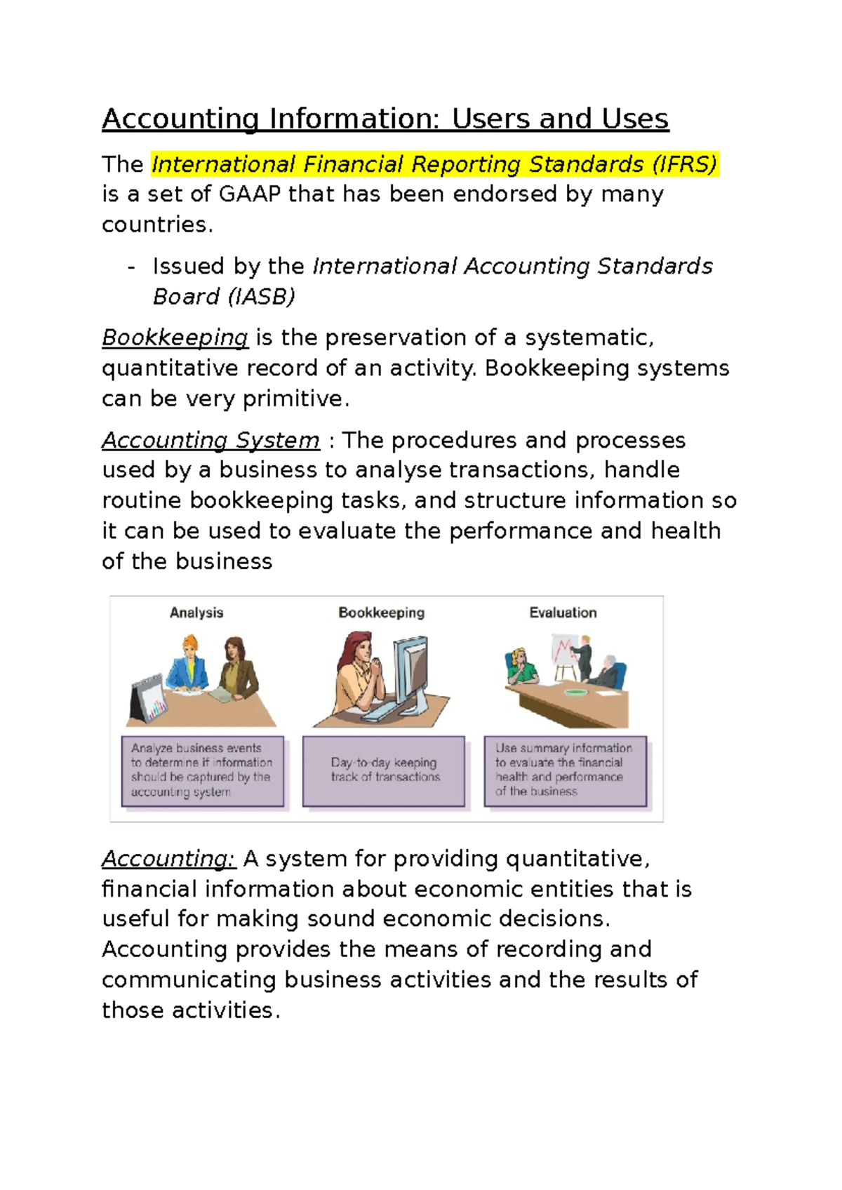 Chapter 1 Accounting - Lesson 1 - Accounting Information: Users and ...