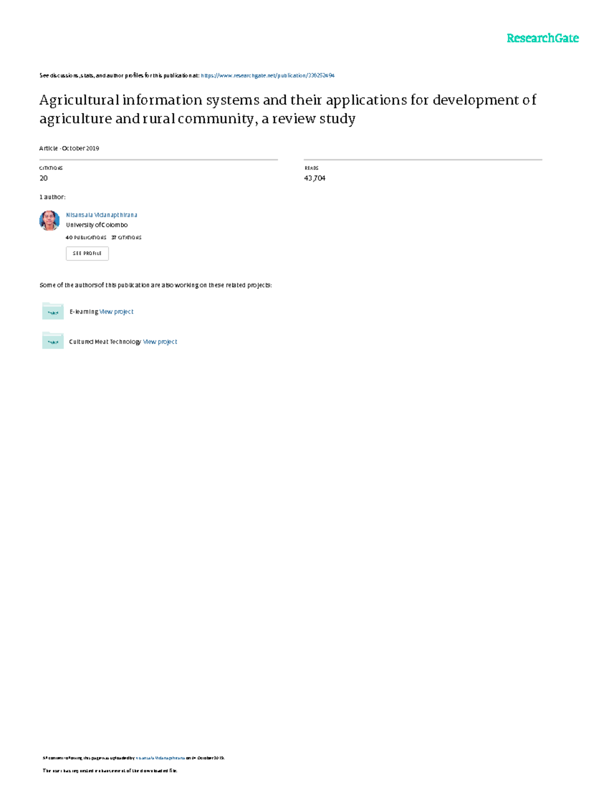 Agricultural information systems and the - See discussions, stats, and ...