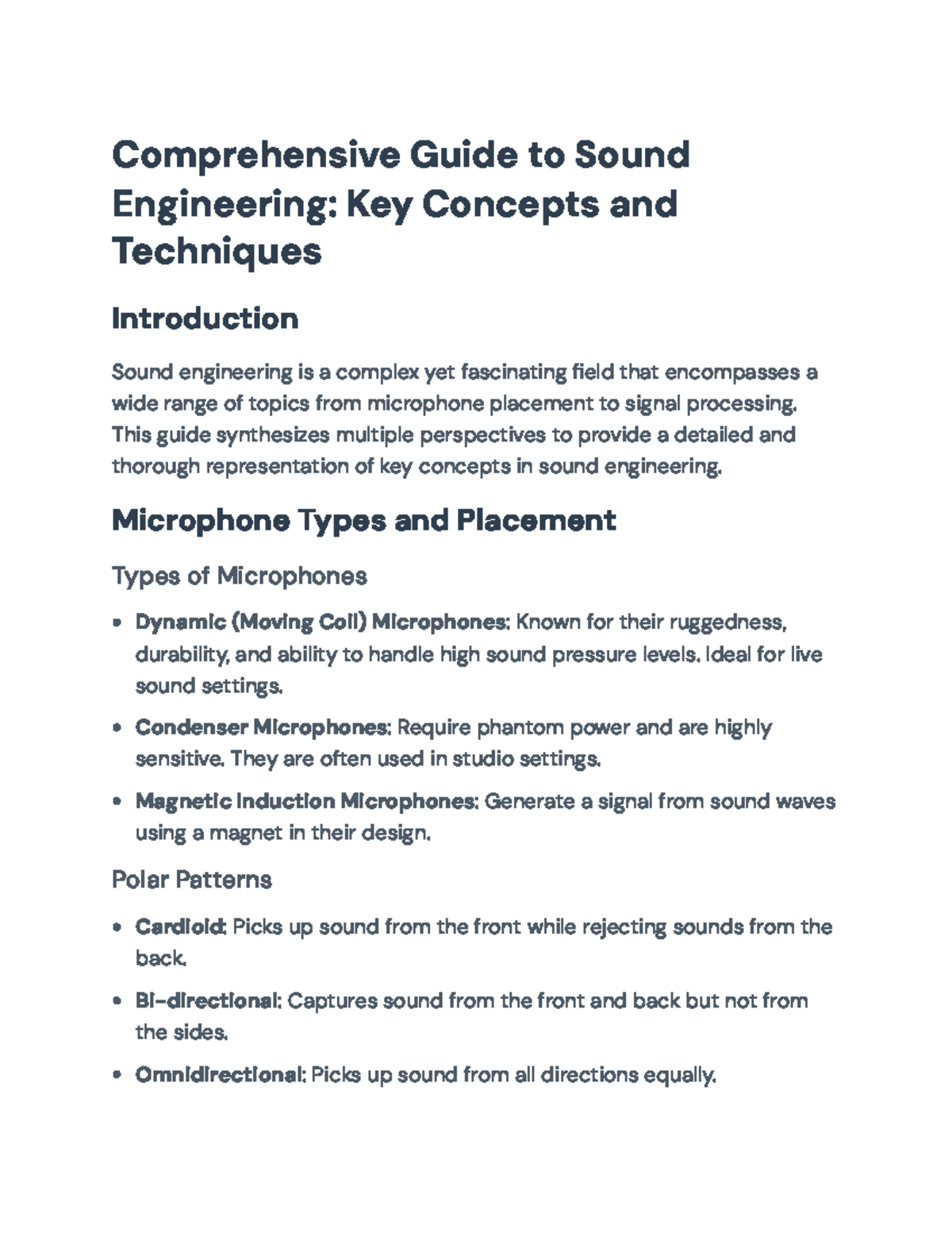 Comprehensive Guide to Sound Engineering Techniques and Concepts ...