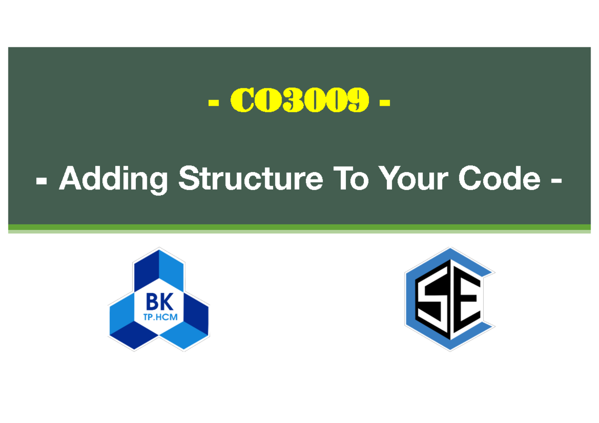CO3009 Lecture: Adding Structure to Your Code in C - Studocu