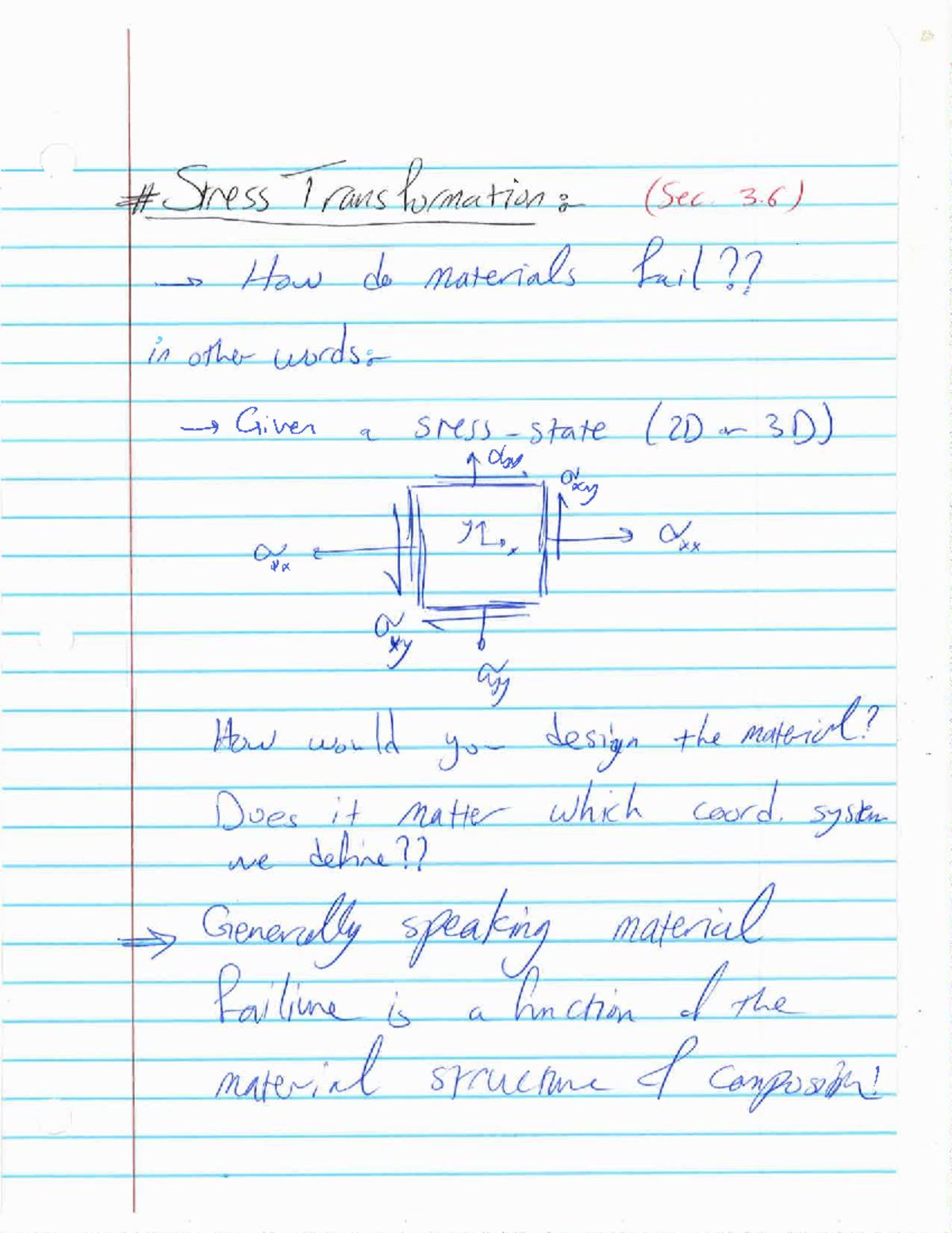 MBD 202: Lecture Notes on Stress Transformation and Material Failure ...
