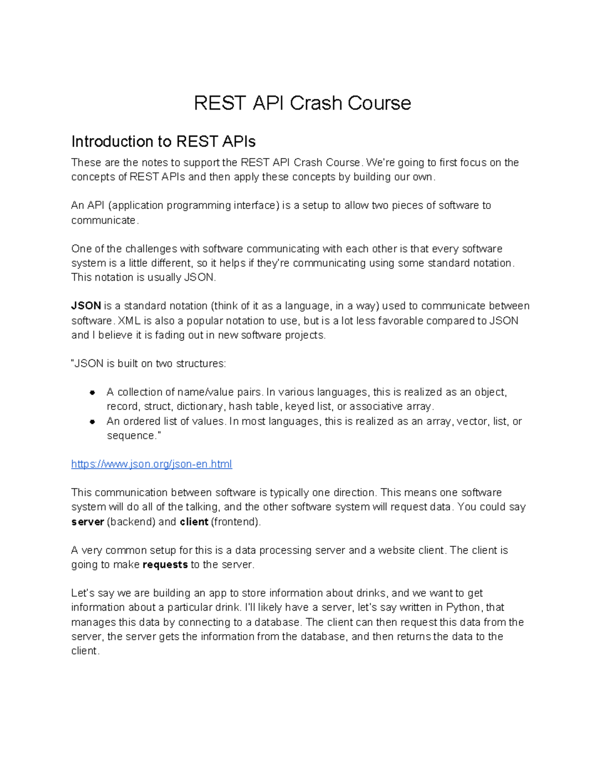 REST API Crash Course Notes - DFS - Studocu