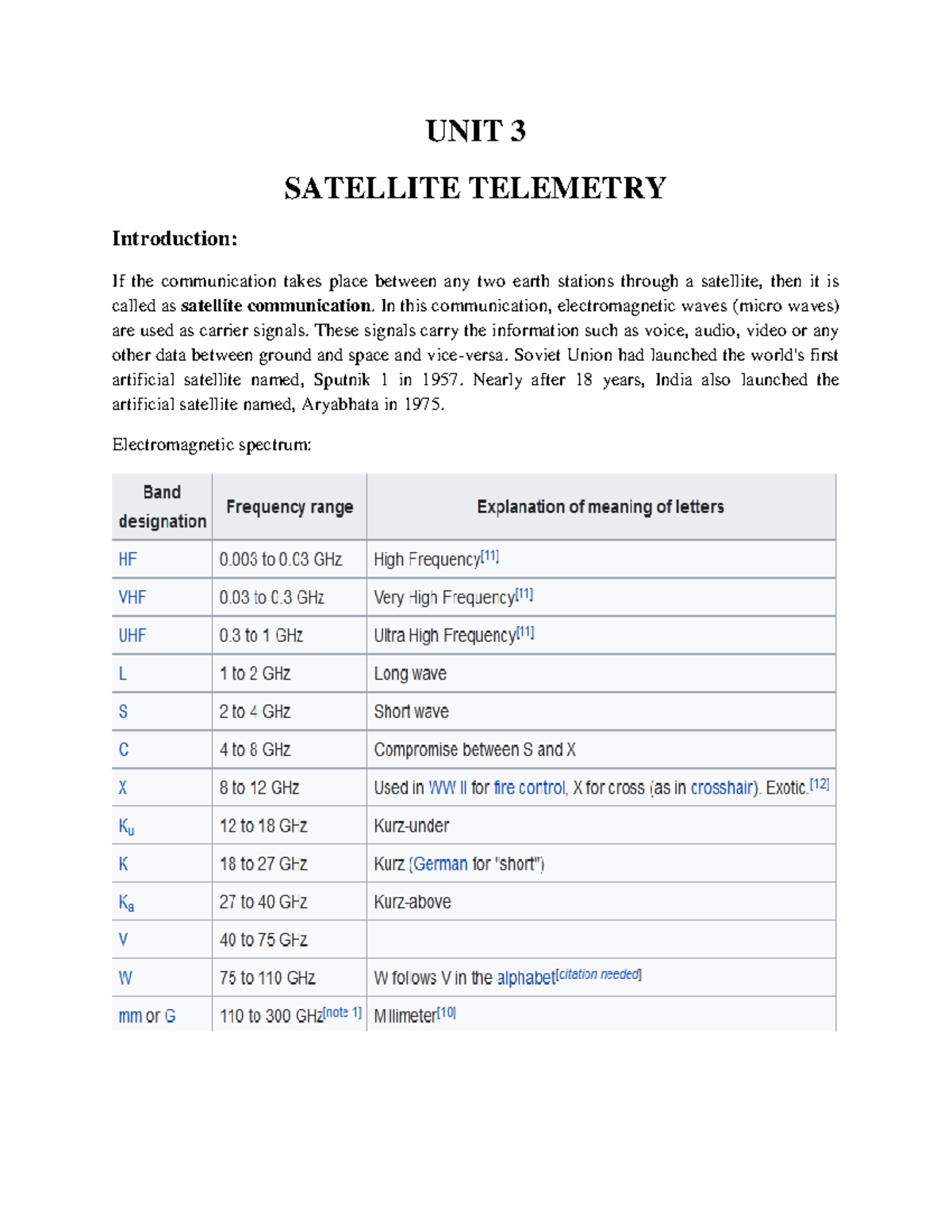 UNIT 3B - Satellite Telemetry Classwork Notes - Studocu